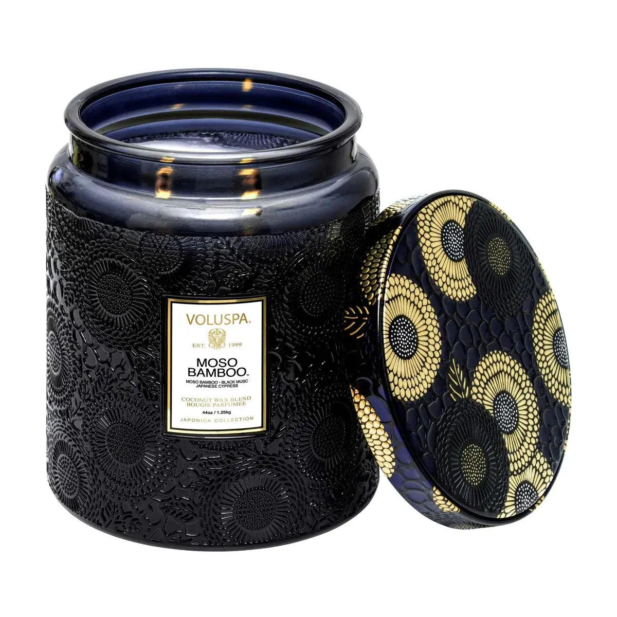 Premium Moso Bamboo Scented Candle - Natural Soy Wax Jar Candle for Home, Spa & Relaxation - Aromatherapy Gift for Women & Men