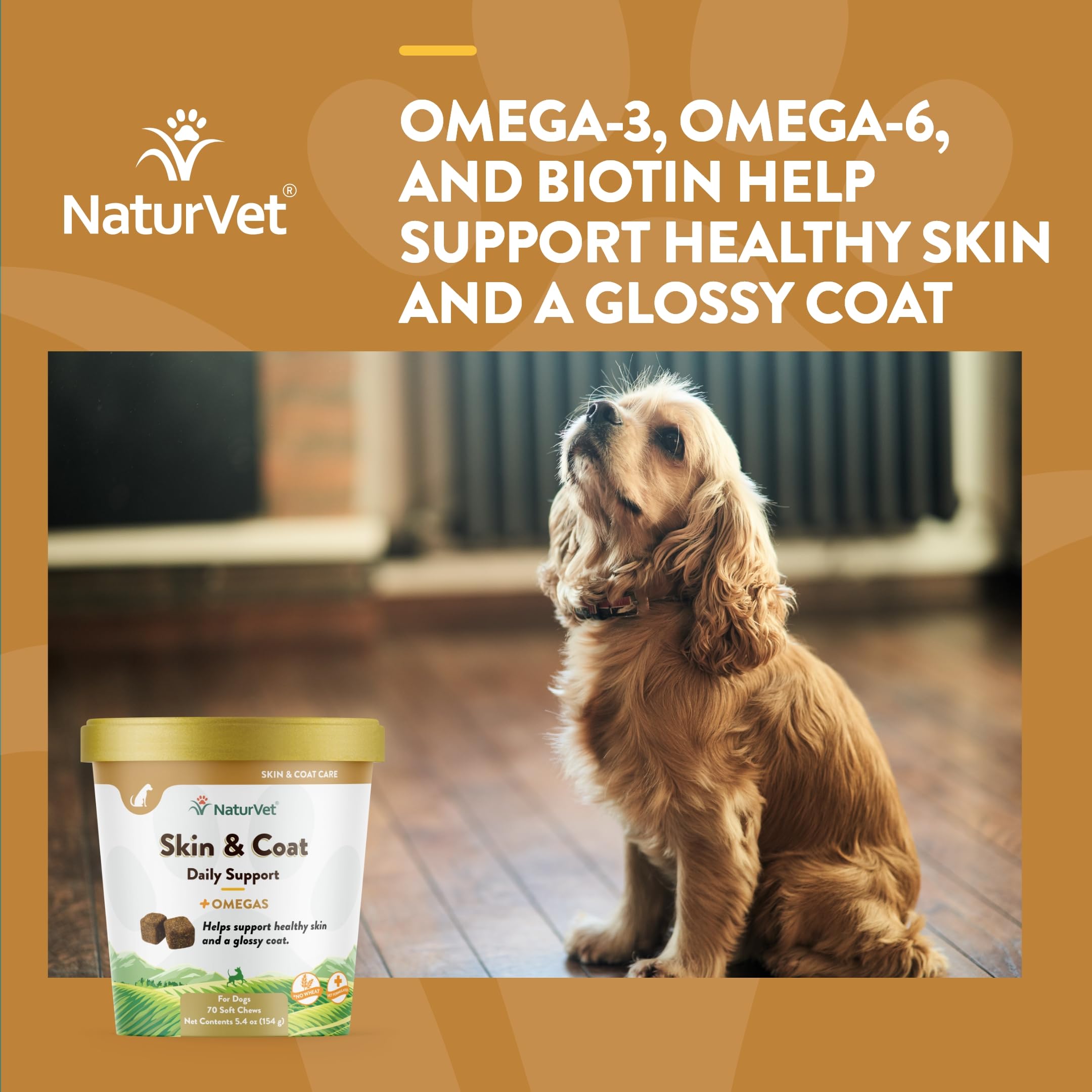 NaturVet Skin and Coat Plus Breath Aid for Dogs - 70 Count Soft Chews | Made in USA with Premium Global Ingredients | Supports Healthy Skin, Shiny Coat & Fresh Breath for Your Pet