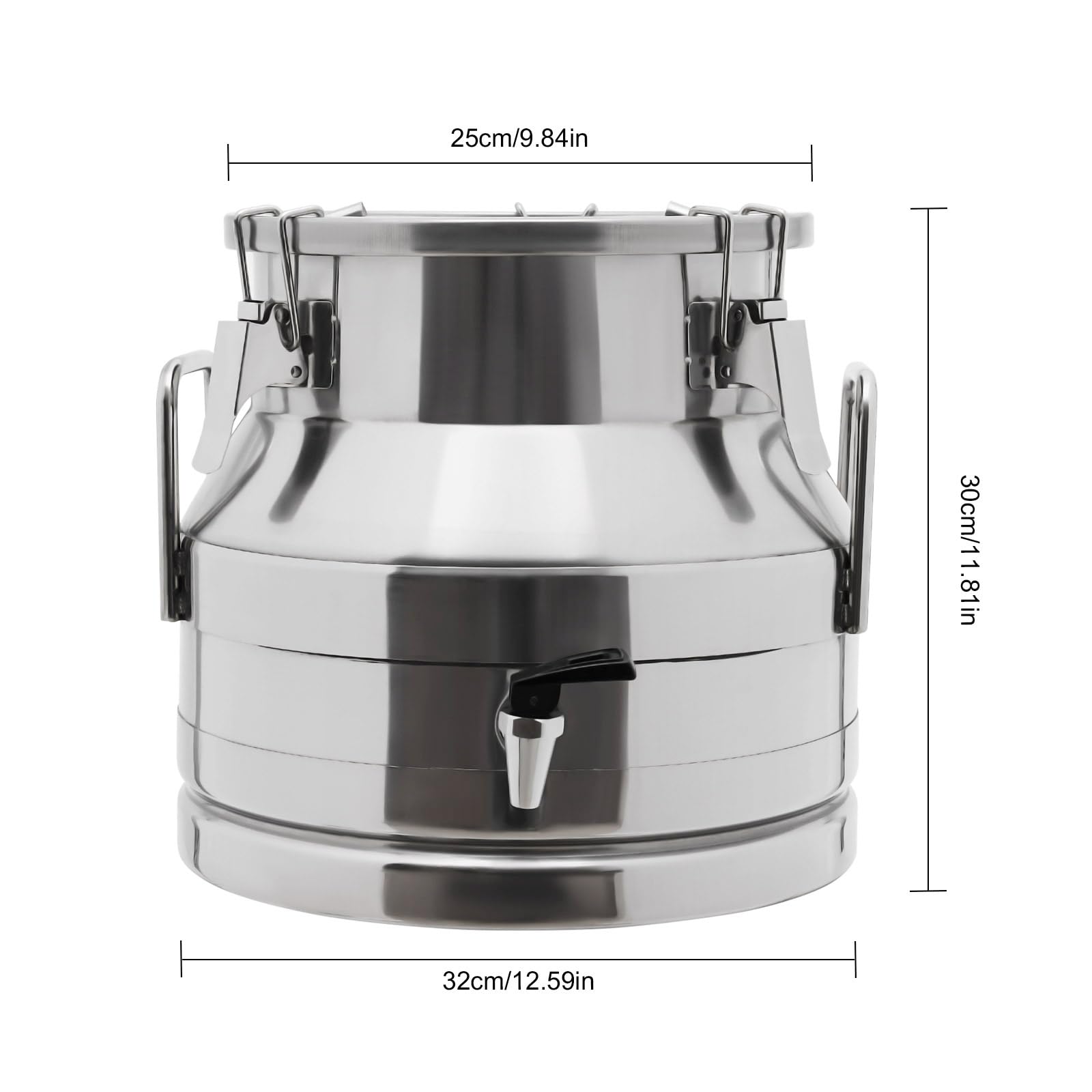 LOYALHEARTDY 12L/3.17Gal Stainless Steel Milk Can with Faucet & Lid - Food Grade Liquid Storage Container for Milk, Wine, Oil, Grains - Durable Transport Jug with 2 Handles - Perfect for Farm, Brewing, Kitchen & Commercial Use
