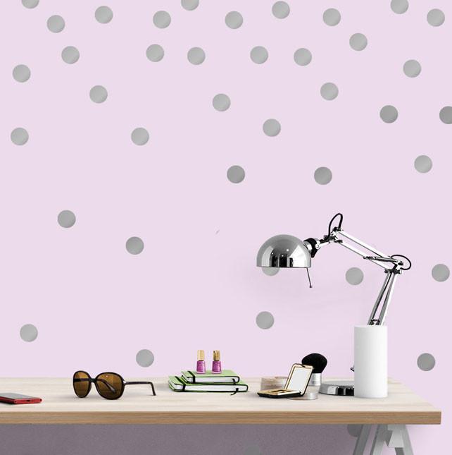 Silver Wall Dot Decals - Self-Adhesive Dots for Home Decor, Nursery, Kids Room, Office & Dorm - Removable Wall Stickers for Creative Wall Designs