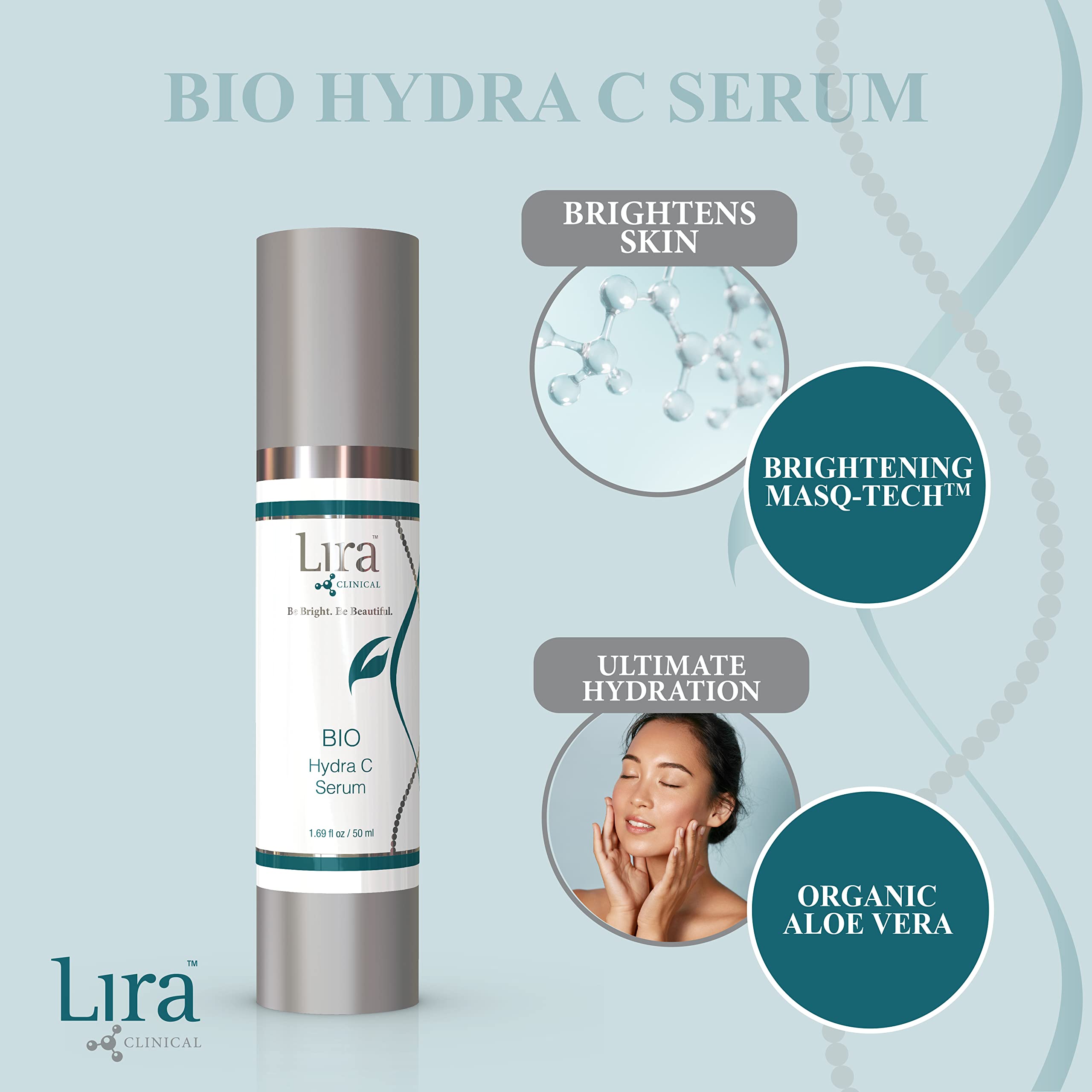 Lira Clinical BIO Hydra C Serum - Vitamin C Face Serum for Anti-Aging with Plant Stem Cells & Antioxidants - Hydrating Facial Treatment for Dry, Dehydrated & Sensitive Skin - 50ml | Brightening, Wrinkle Reduction & Daily Skincare Routine