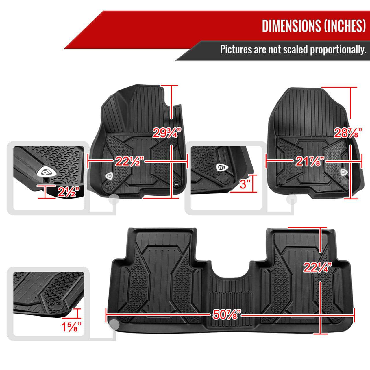 2017-2022 Honda CRV CR-V 3D All-Weather TPE Floor Mats - 3-Piece Set for Car Protection | Perfect for Winter, Rainy Days & Off-Road Adventures