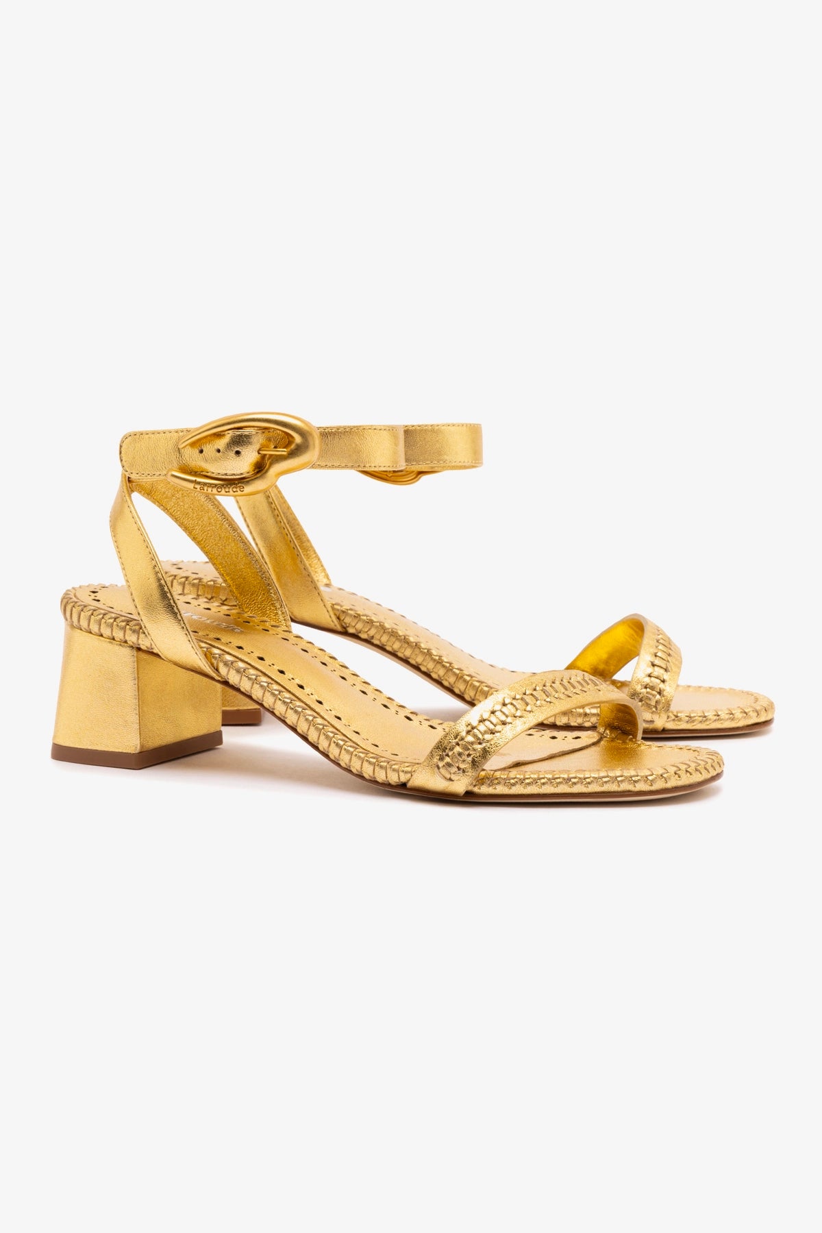Verona Block Heel Sandals in Gold Metallic Leather - Women's Comfortable Dressy Summer Shoes for Weddings, Parties & Beach Vacations