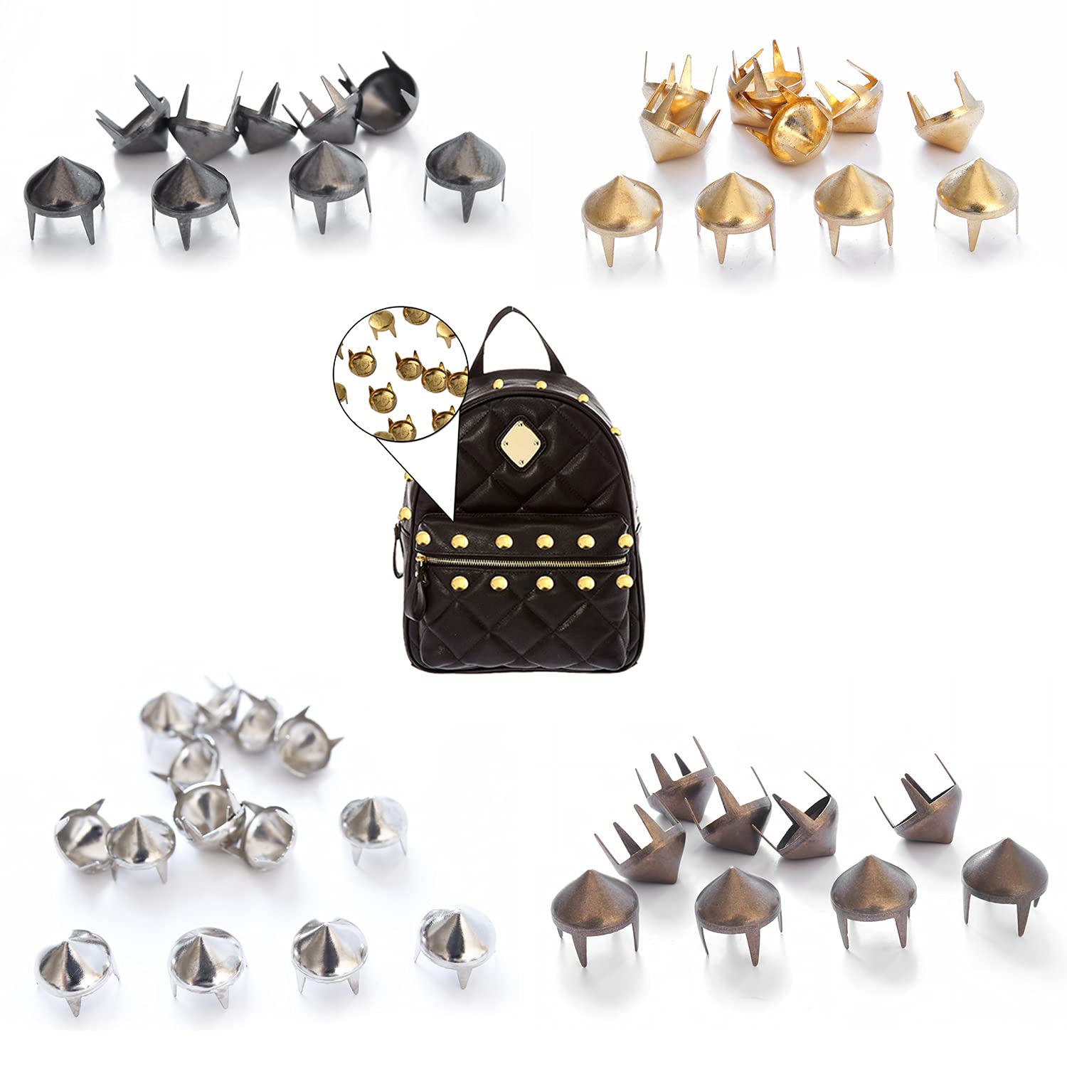 High Cone Spike Studs Rivets 6.5mm Gold - Embellishment for Bags, Belts, Leather Crafts & Clothing | DIY Fashion Accessories & Punk Style Decor