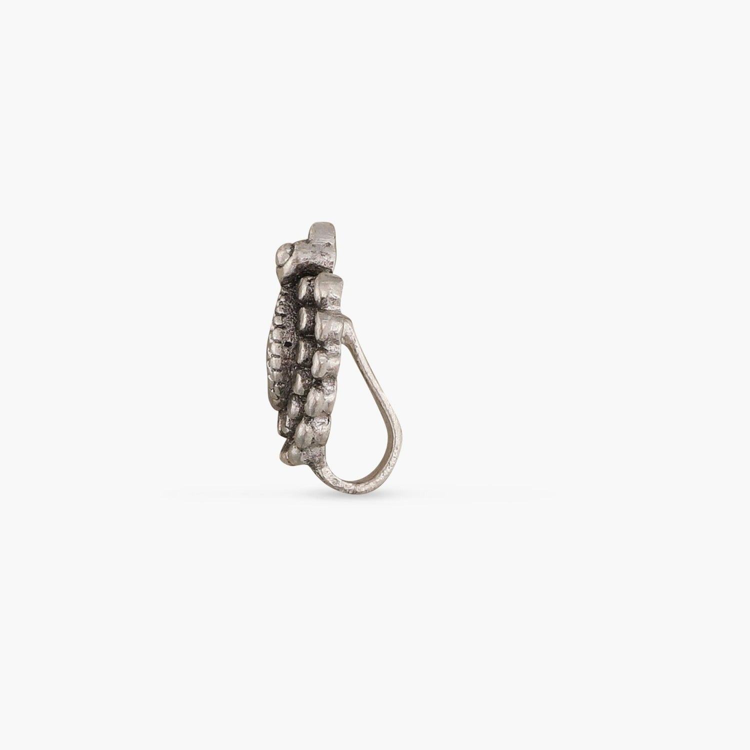Maati Peacock Floral Antique Oxidized Nose Pin - Traditional Indian Nose Ring for Women - Perfect for Weddings, Festivals & Ethnic Fashion