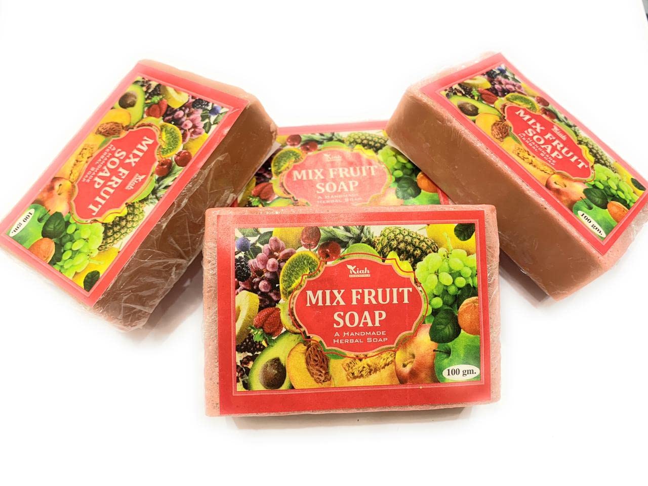 Mixed Fruit Soap - Fresh Ayurvedic Handmade 100g for Clear & Glowing Skin | Natural Fruit Extract Aromatherapy Soap | Perfect for Daily Skincare & Relaxing Bath Time