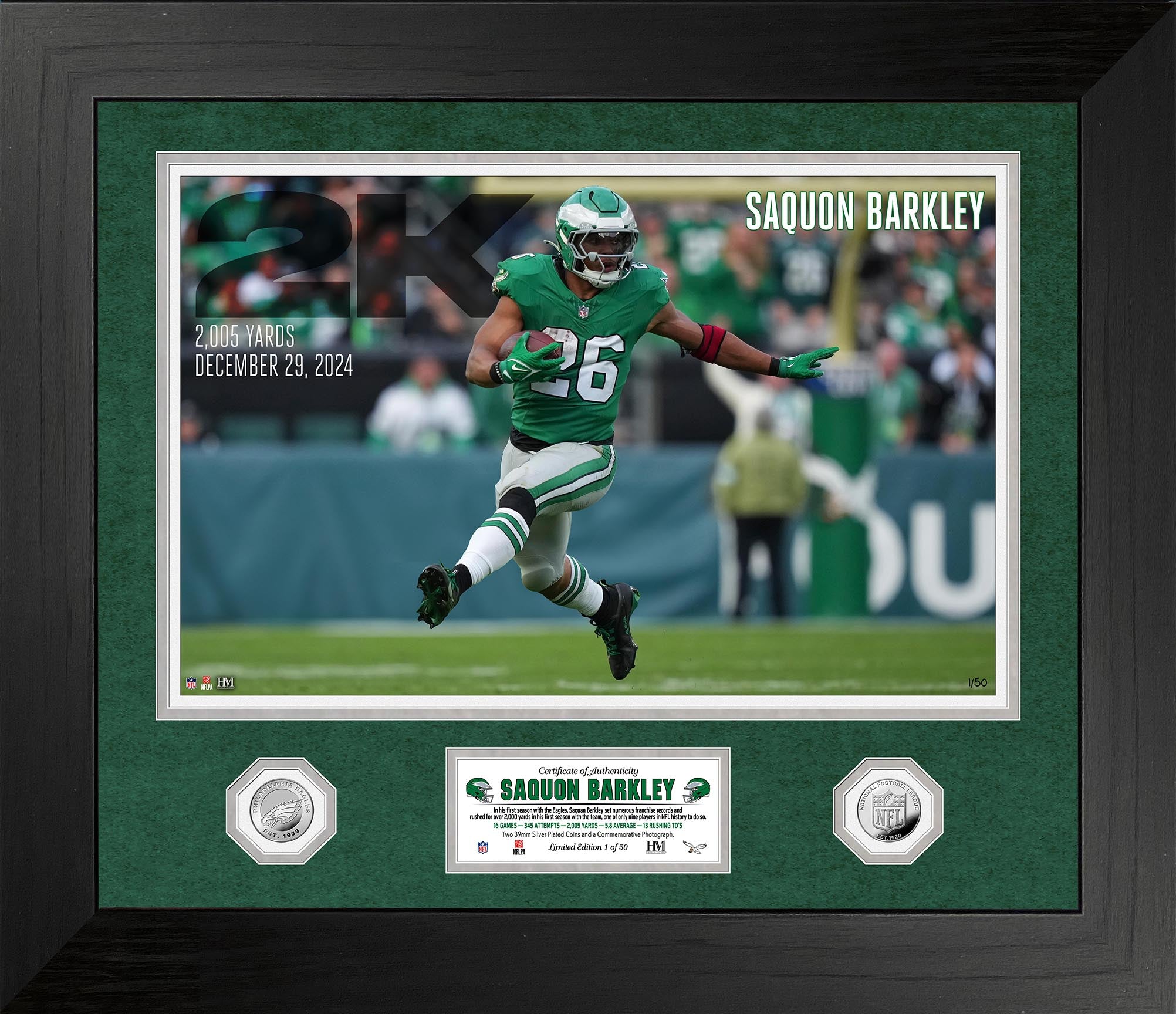Saquan Barkley 2005 Yard Season Silver Coin Special Edition Collectible Photo Mint - Perfect for NFL Memorabilia Collectors and New York Giants Fans Display