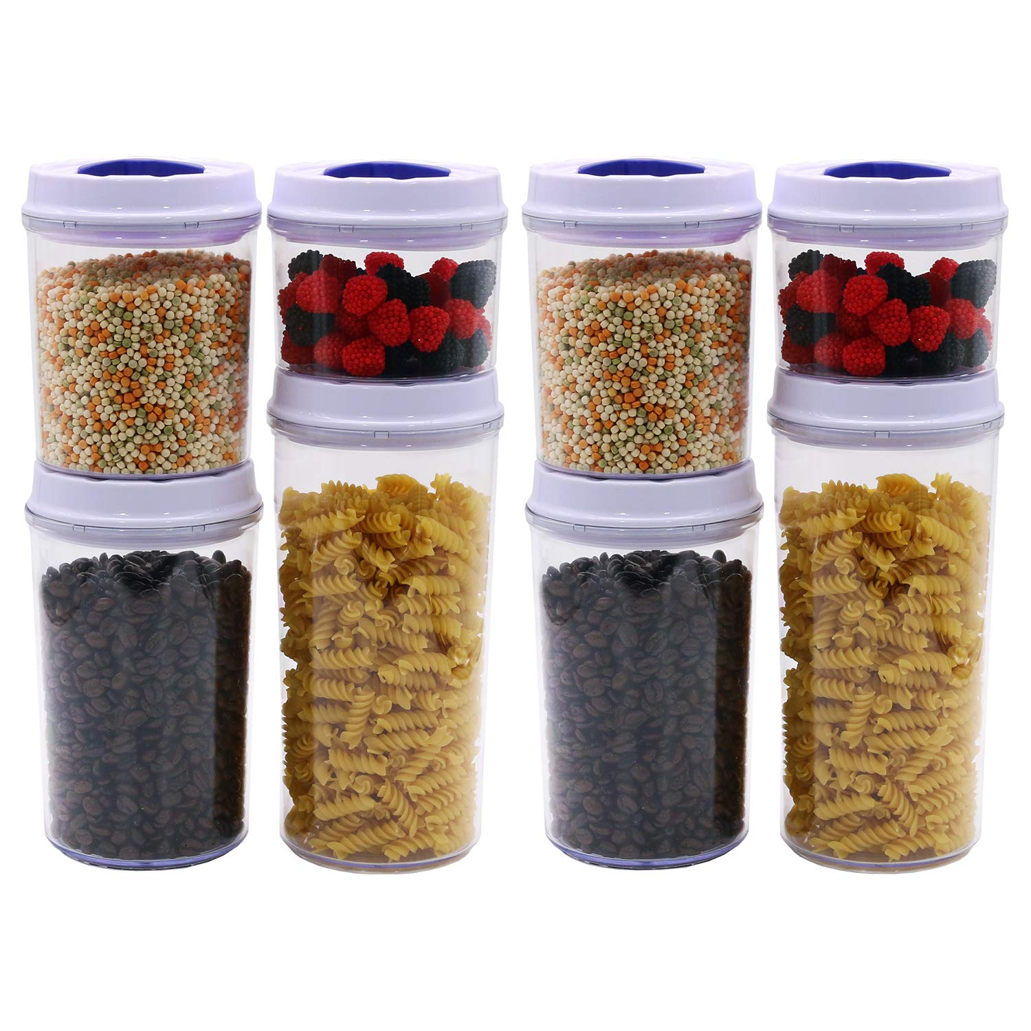 8-Pack Airtight Food Storage Containers with Twist & Lock Lids - BPA Free Clear Plastic Canisters for Kitchen, Pantry & Cabinet Organization - Ideal for Flour, Sugar, Cereal & Dry Food Storage