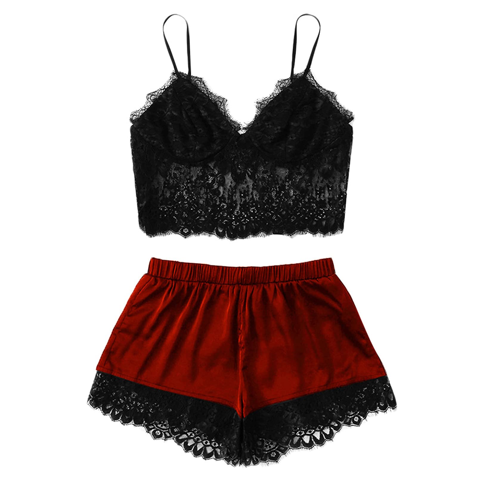 Silk Lingerie Set for Women - Sexy Two Piece Lingerie with Panty Shorts & Sleepshirt | Perfect for Valentine's Day, Honeymoon & Romantic Nights