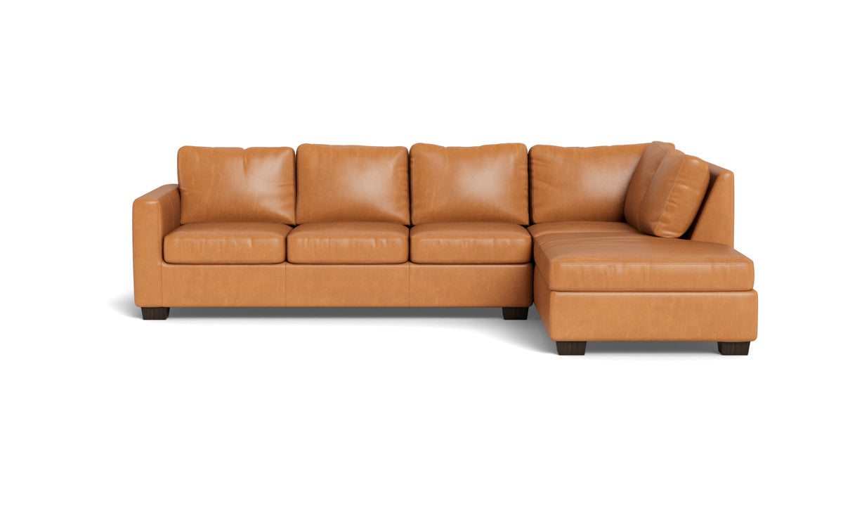 Track 121 Genuine Leather Right Chaise Sleeper Sectional Sofa - Modern Living Room Furniture for Small Spaces & Apartments