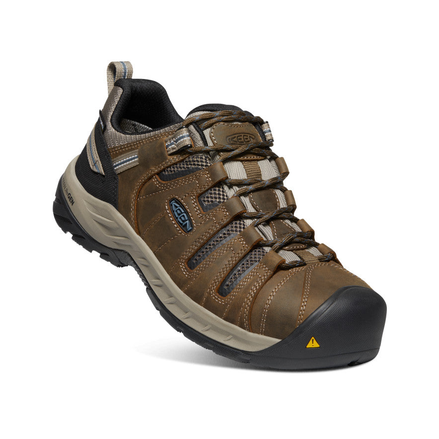 Men's Flint II Steel Toe Waterproof Work Boots - Cascade Brown/Orion Blue | Heavy Duty Construction & Slip Resistant for Outdoor Jobs, Hiking & Industrial Work