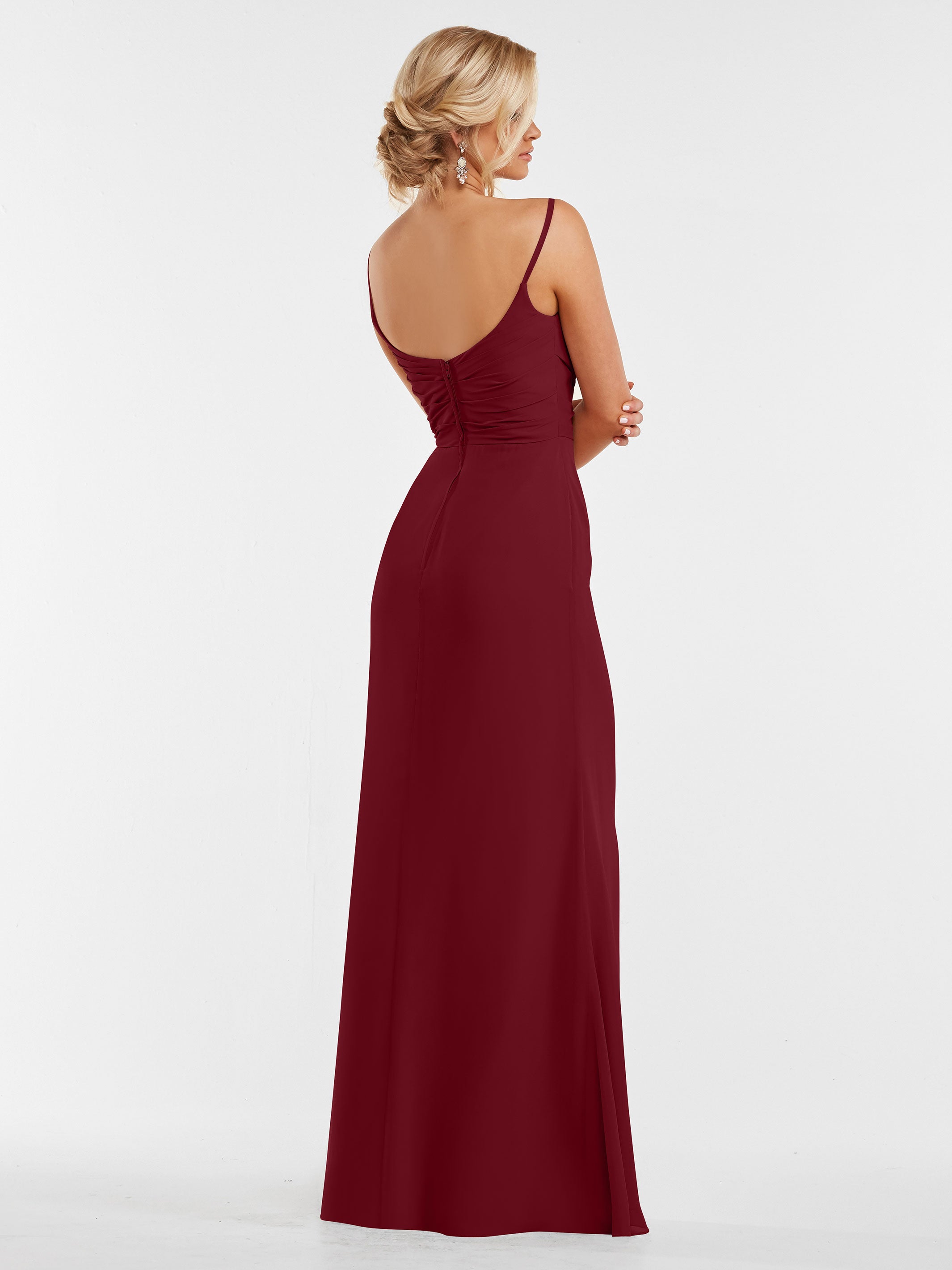 Elegant 80169 Chiffon Sheath Bridesmaid Dress with Pleated Bodice - Perfect for Weddings, Formal Events & Special Occasions