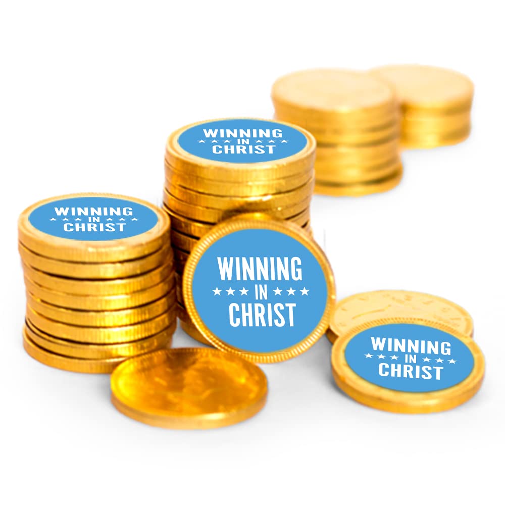 84ct Gold Foil Chocolate Coins - Religious Party Favors for Vacation Bible School, First Communion, Baptism & Confirmation - Bulk Church Supplies (84 Count) - Perfect for Sunday School Rewards, Christian Events & Gift Bags