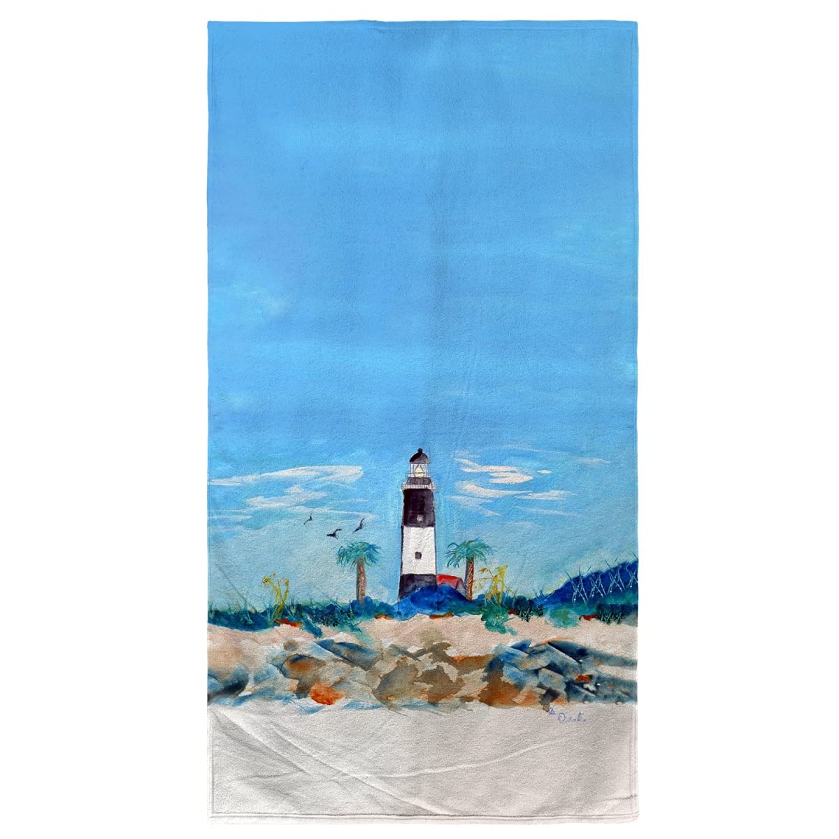 Betsy Drake Tybee Lighthouse GA Beach Towel - Large Soft Absorbent Quick-Dry Towel for Pool, Beach, Travel & Gym - Coastal Decor Lighthouse Theme