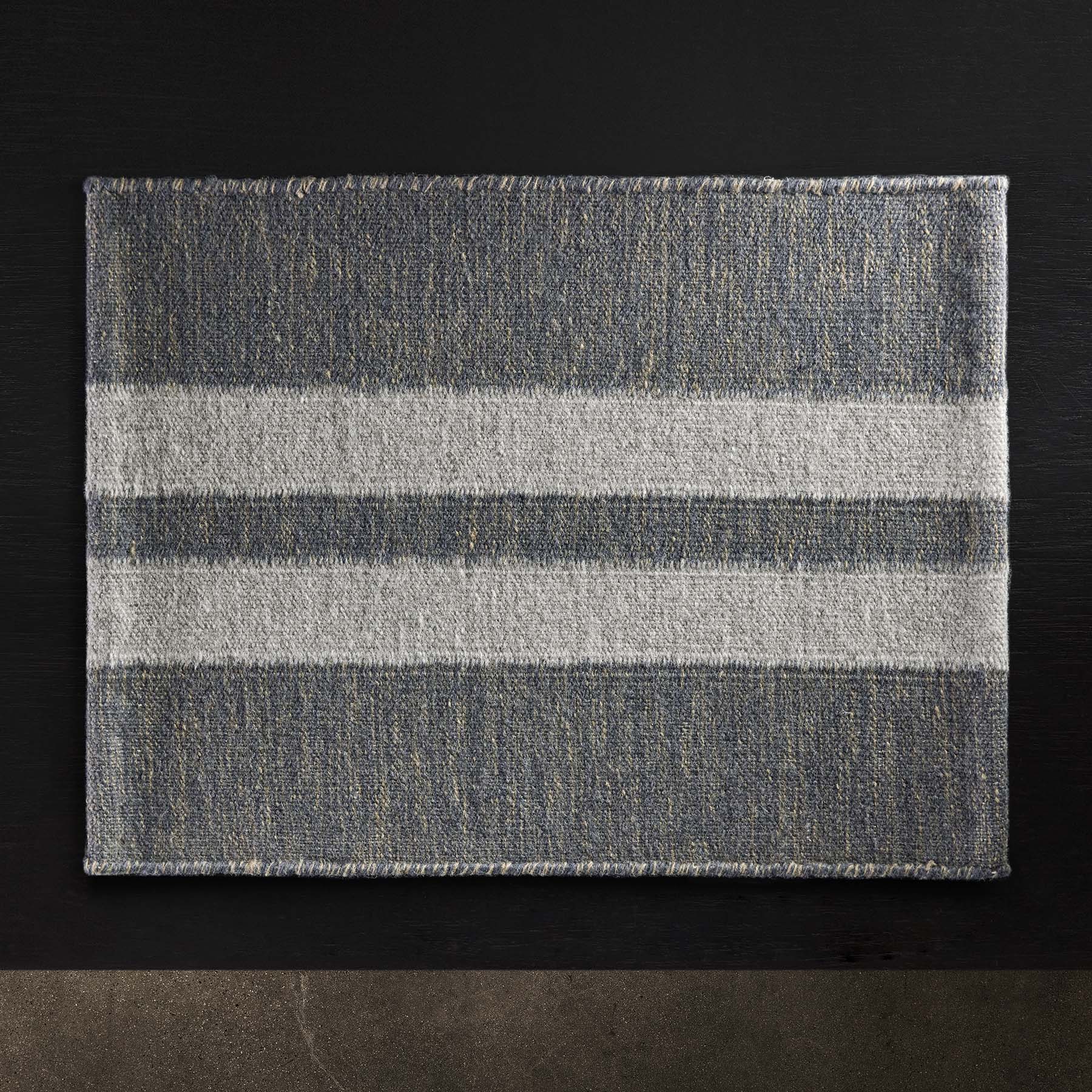 Premium Wool Double Stripe Placemat Set - Gunmetal Marle & Pearl Grey - Elegant Dining Table Decor for Thanksgiving, Christmas & Dinner Parties