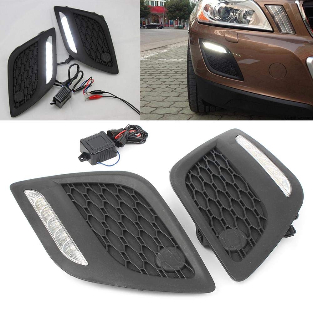 Volvo XC60 2011-2013 LED DRL Daytime Running Lights with Turn Signal & Fog Lamp - High Brightness White/Amber Lights for Enhanced Visibility & Safety - Perfect for Night Driving, Foggy Conditions & Style Upgrade