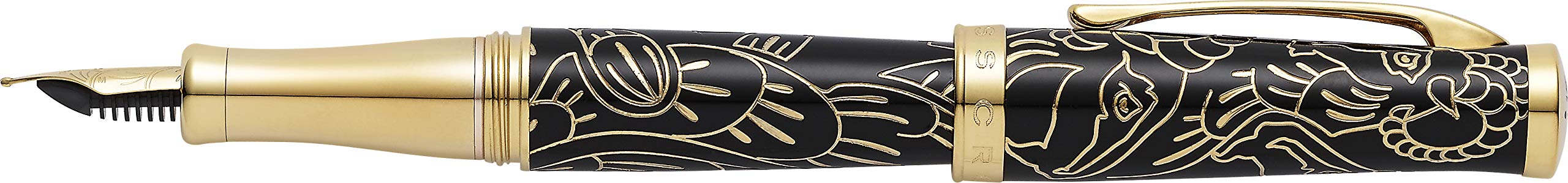 23K Gold Plated Fountain Pen - Year of The Goat Special Edition with Gift Box (Black) - Perfect for Collectors, Calligraphy & Luxury Gifts
