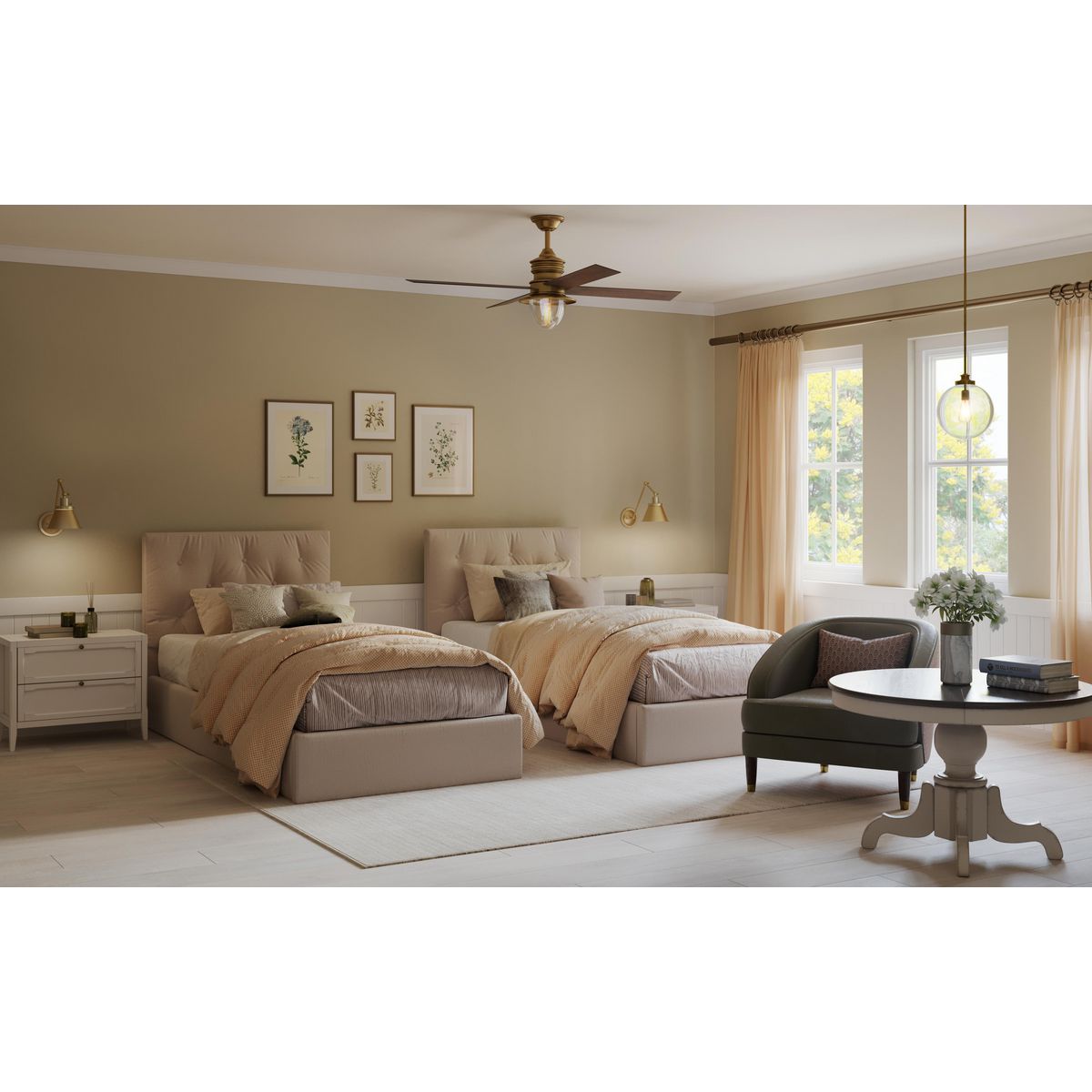Gillen 56 Inch 4 Blade LED Ceiling Fan with Light Kit & Clear Glass Shade - Indoor/Outdoor Use for Living Room, Bedroom, Patio, and Porch