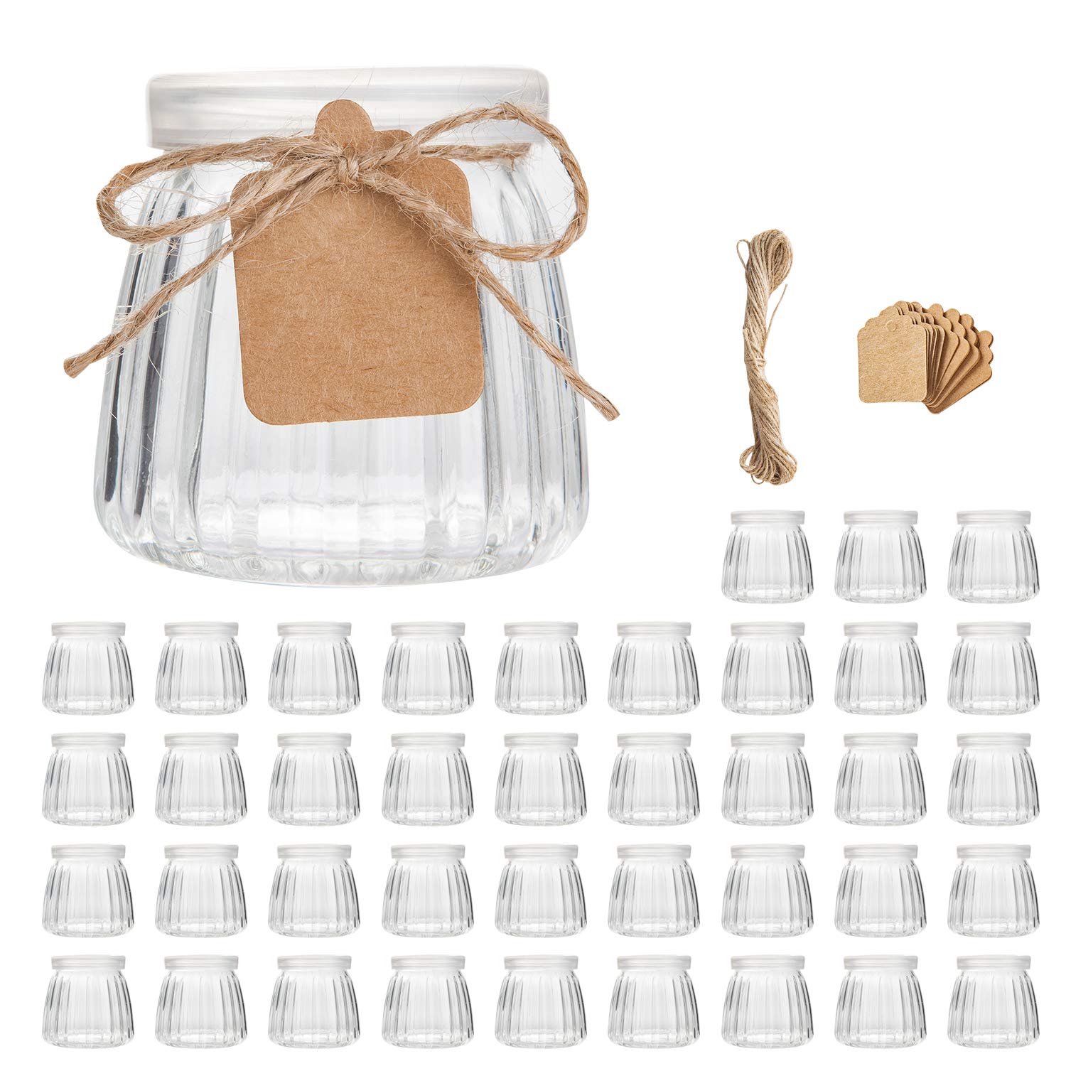 4 oz Clear Glass Yogurt Jars with Lids (40 Pack) - Small Glass Containers for Yogurt, Pudding, Milk, Jams, Jelly, Mousse - Perfect for Meal Prep, Desserts, and Food Storage