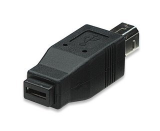 USB 2.0 B Male to Micro-AB Female Adapter Cable - Black - Manhattan 308670 - Compatible with Printers, Scanners & External Hard Drives