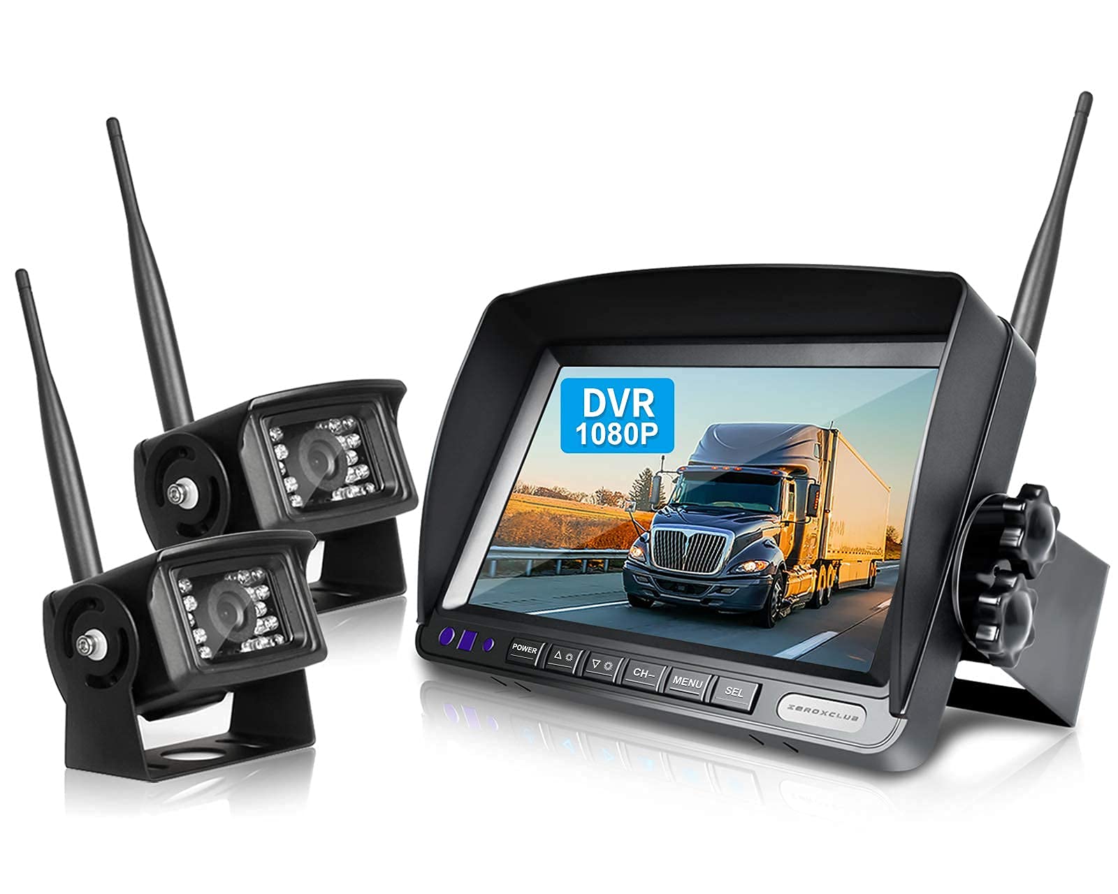 7 Inch Dual 1080P Wireless Backup Camera System Kit with 7