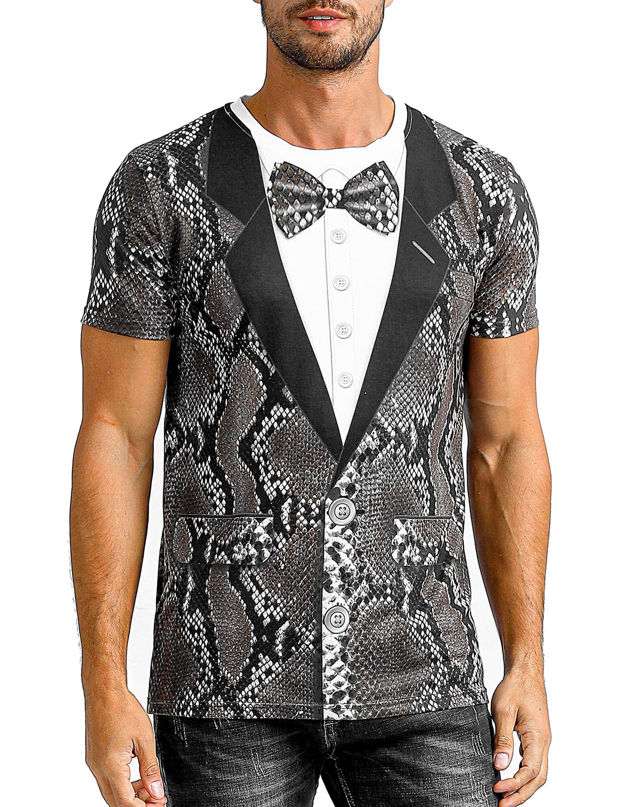 Funny Animal Print Tuxedo T-Shirts for Men - Novelty Graphic Tees for Parties, Cosplay & Casual Wear