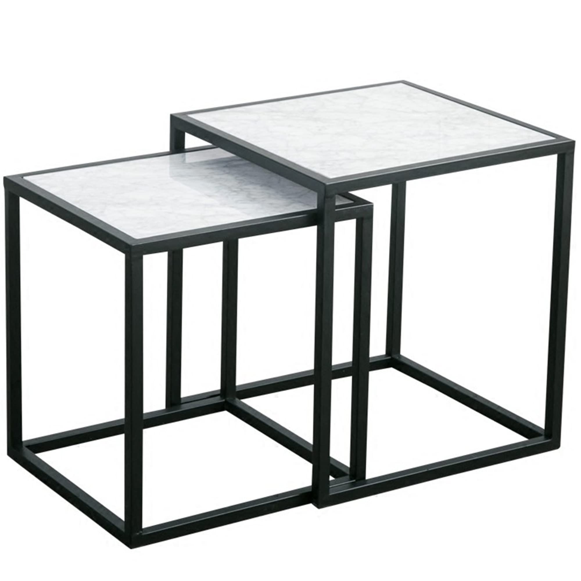 Modern Nesting Side Tables Set of 2 - Stackable Marble Coffee Tables for Living Room, Bedroom & Office - Space Saving End Tables with Contemporary Design (Perfect for Small Spaces, Home Decor & Accent Furniture)