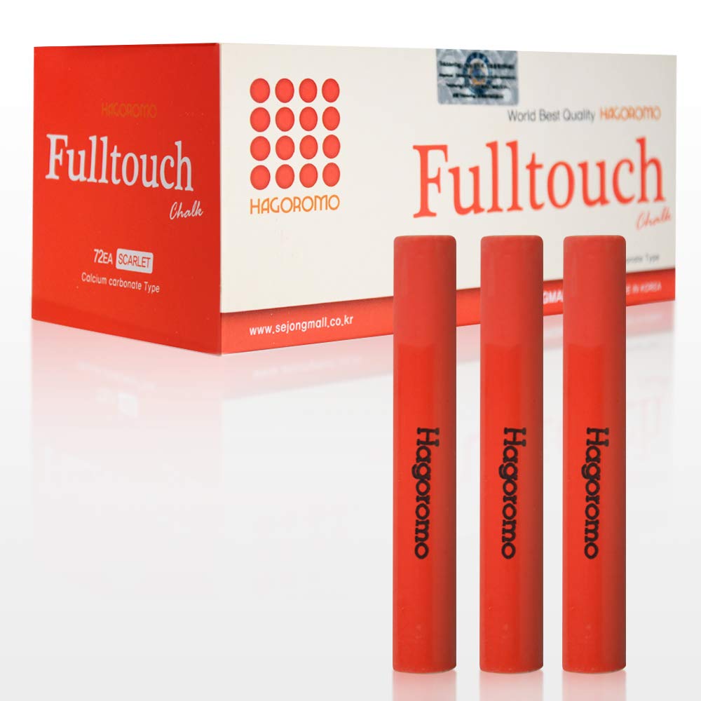 Hagoromo Fulltouch Color Chalk - 72 Pieces Scarlet Chalk Set for Teachers, Artists & Classroom Use | Vibrant Dustless Chalk for Blackboards, Sidewalks & Creative Projects