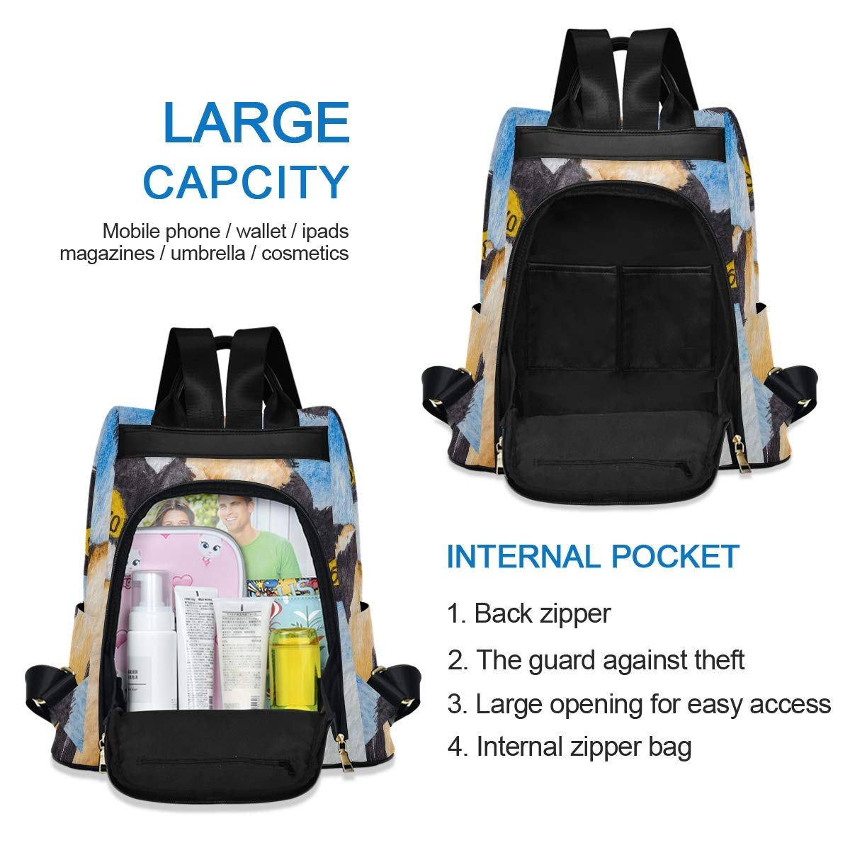 ALAZA Cow Print Farm-Themed Outdoor Backpack for Women - Stylish Durable Daypack for Hiking, Travel & Daily Use