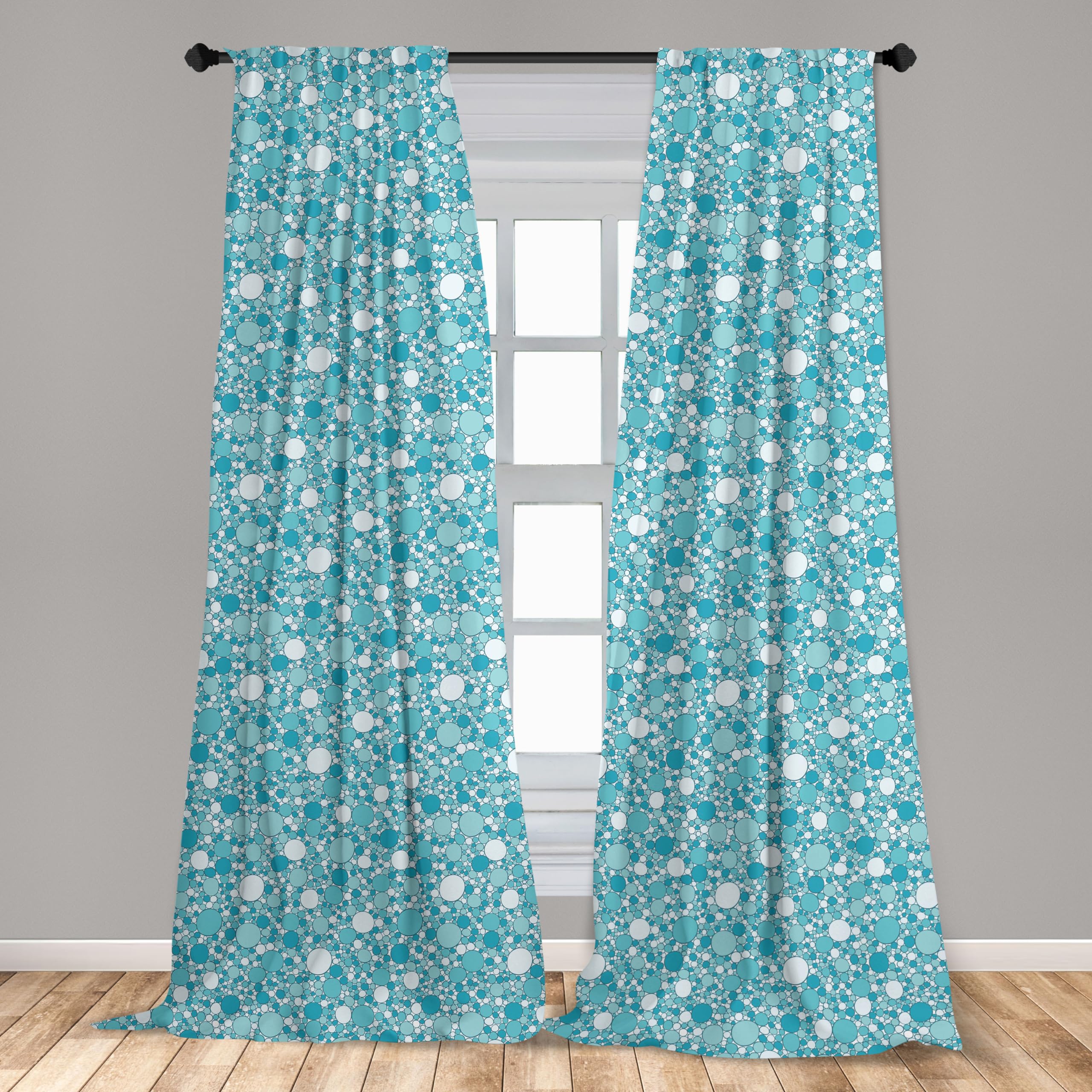 Ambesonne Modern Abstract Curtain Set with Bubble Pattern - Lightweight Window Treatment for Living Room & Bedroom - 56