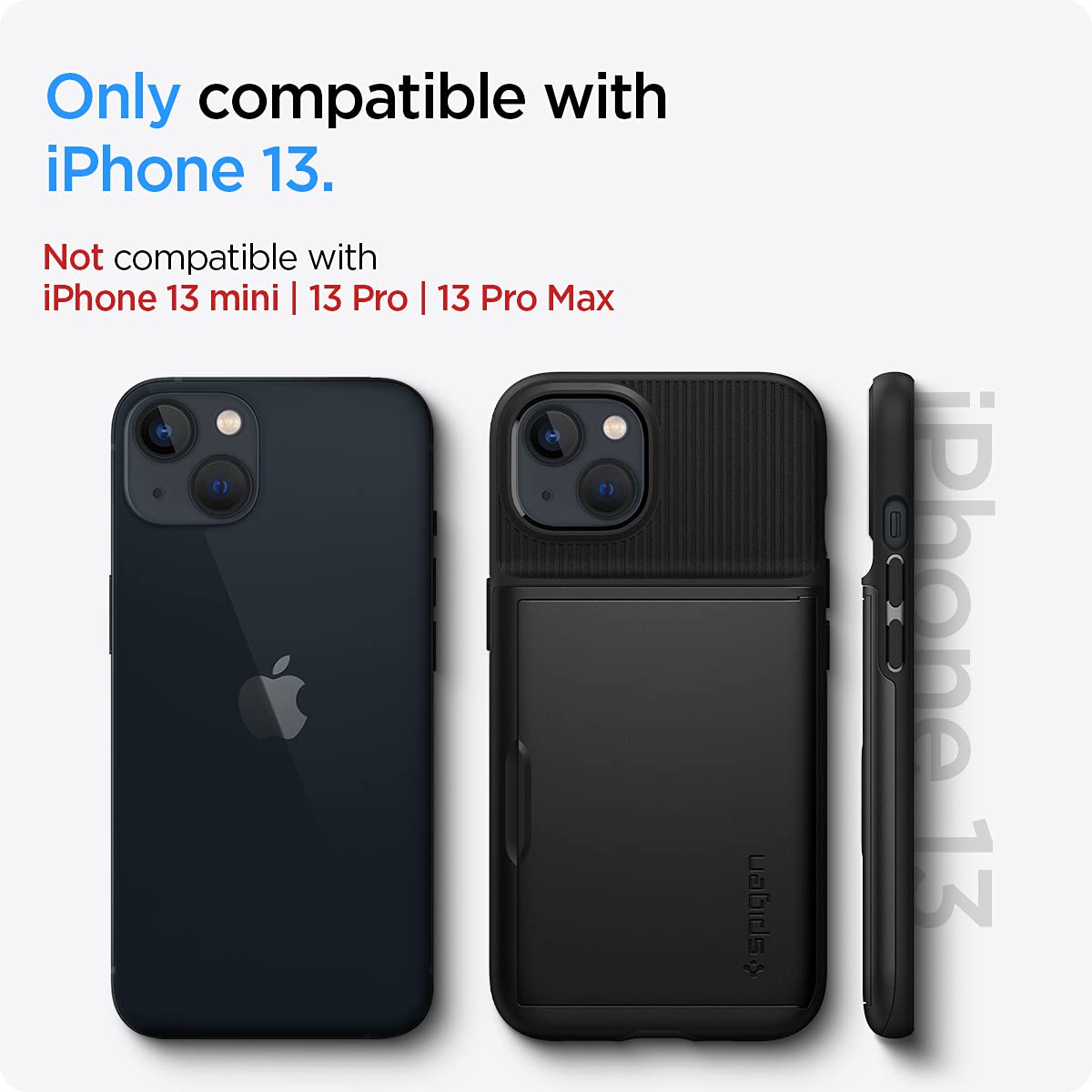 Spigen Slim Armor CS iPhone 13 Case (2021) - Protective & Slim Design with Card Slot | Perfect for Everyday Use & Travel | Black