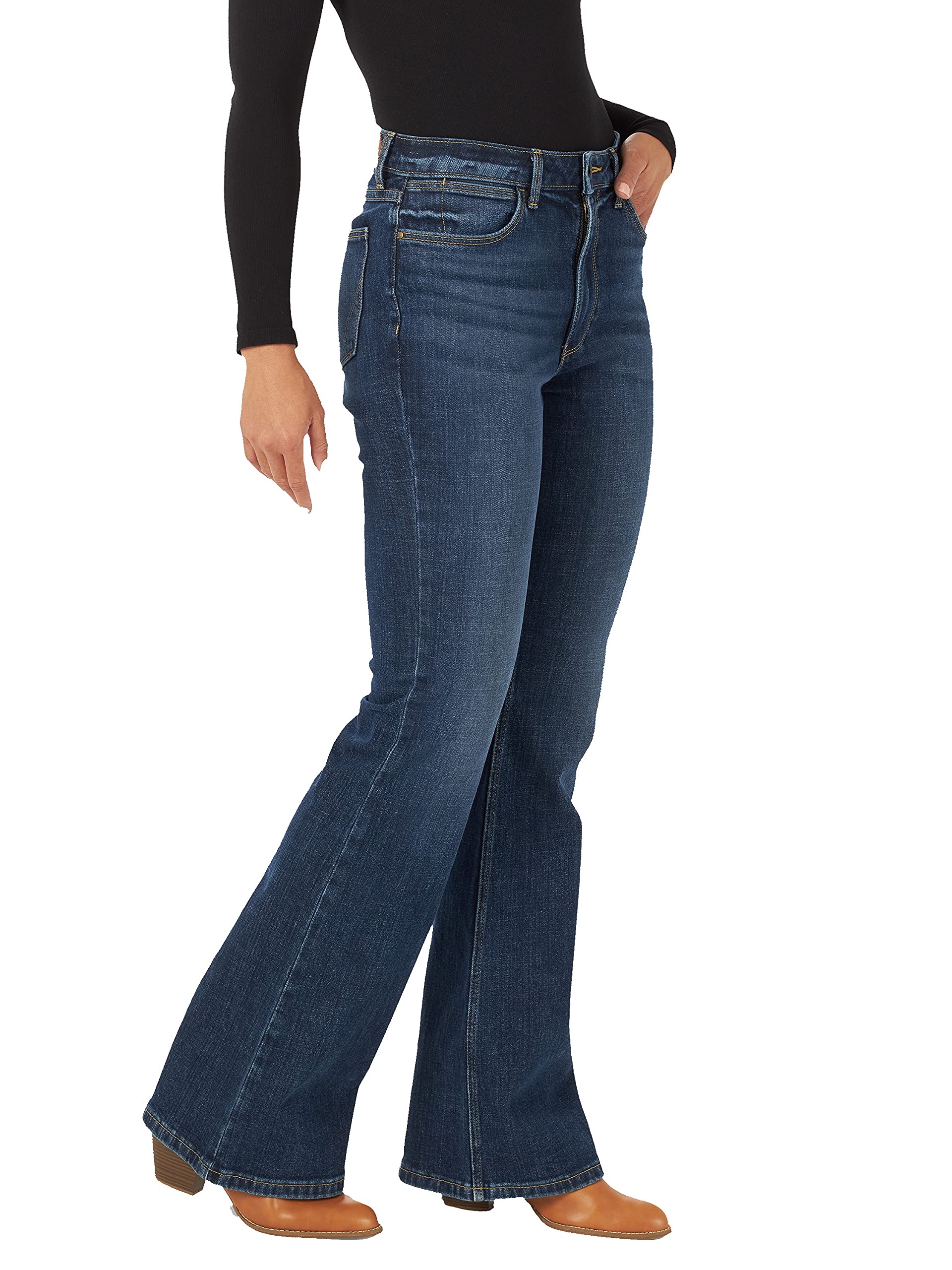 Wrangler Women's High Waisted Fierce Flare Jeans - Bootcut Denim Pants for Casual Wear & Western Style Outfits
