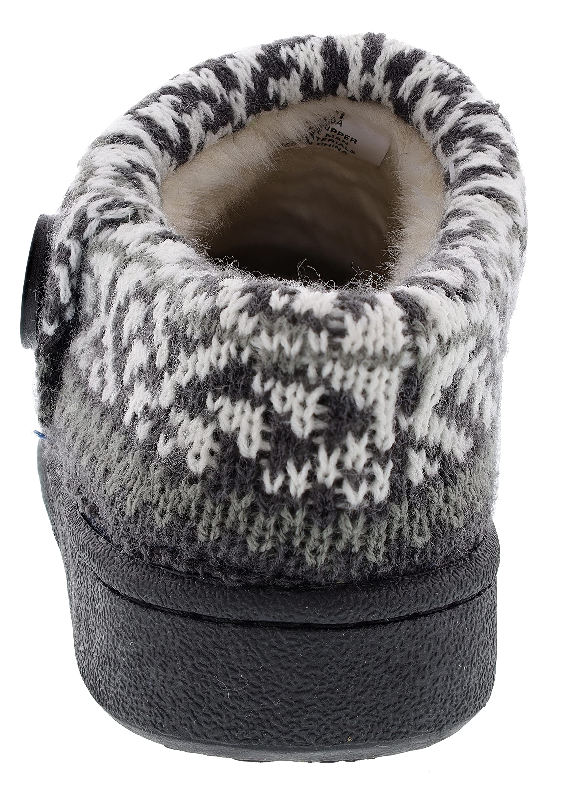 Clarks Women's Suede Leather Comfort Clog Slippers with Knitted Collar & Plush Faux Fur Trim - Cozy Indoor/Outdoor House Shoes for Women - Perfect for Lounging, Running Errands & Cold Weather (Fairisle Navy, Size 9M)