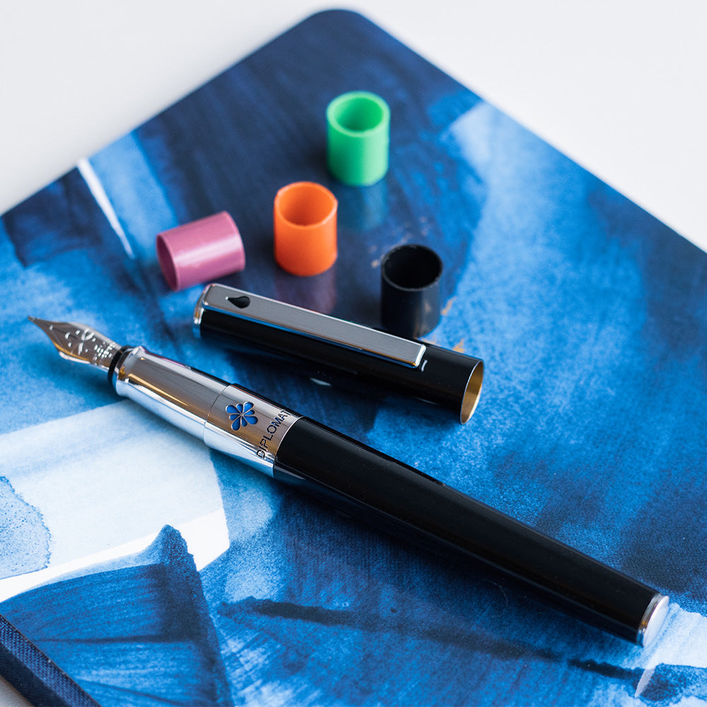 Premium Diplomat CLR Fountain Pen - Black Lacquer Finish - Luxury Writing Instrument for Business, Calligraphy & Gift Giving