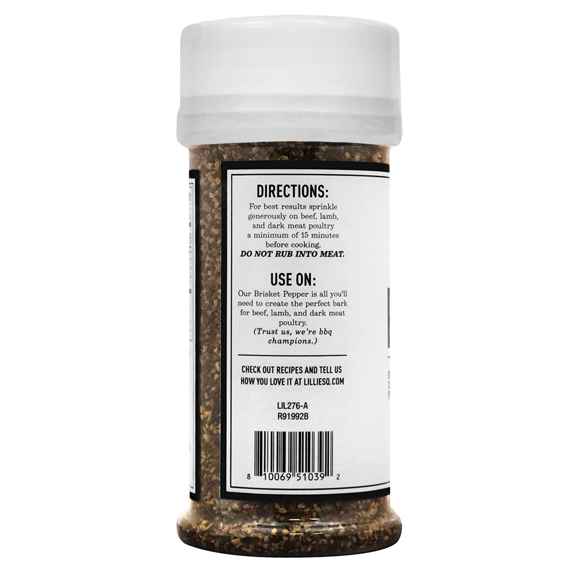 Lillie's Q Texas-Style Brisket BBQ Rub - Cracked Pepper Seasoning for Beef, Lamb & Brisket | Large Pepper Grind | Perfect for Grilling, Smoking & Outdoor Cooking (3.6 oz)