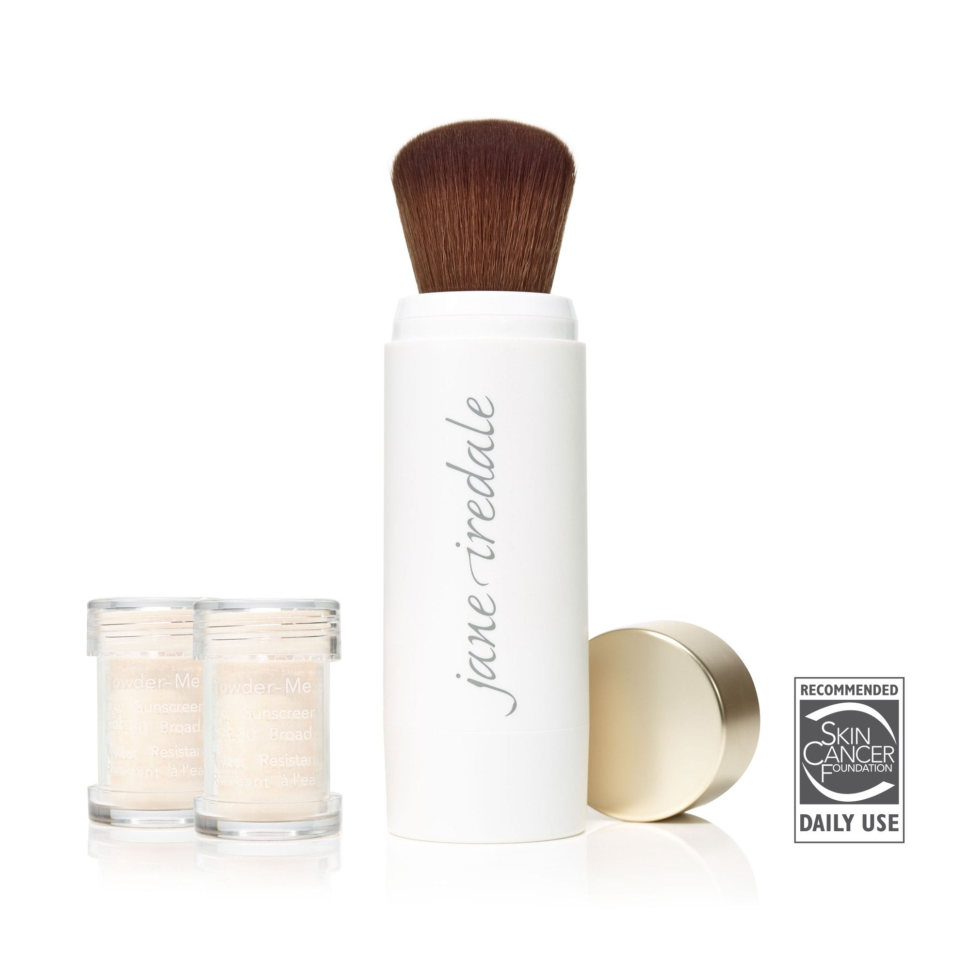 Powder Me Dry Sunscreen Refillable Brush - SPF Mineral Sun Protection for Face & Body | Portable Travel-Friendly Sunscreen Applicator | Perfect for Beach, Pool & Outdoor Activities