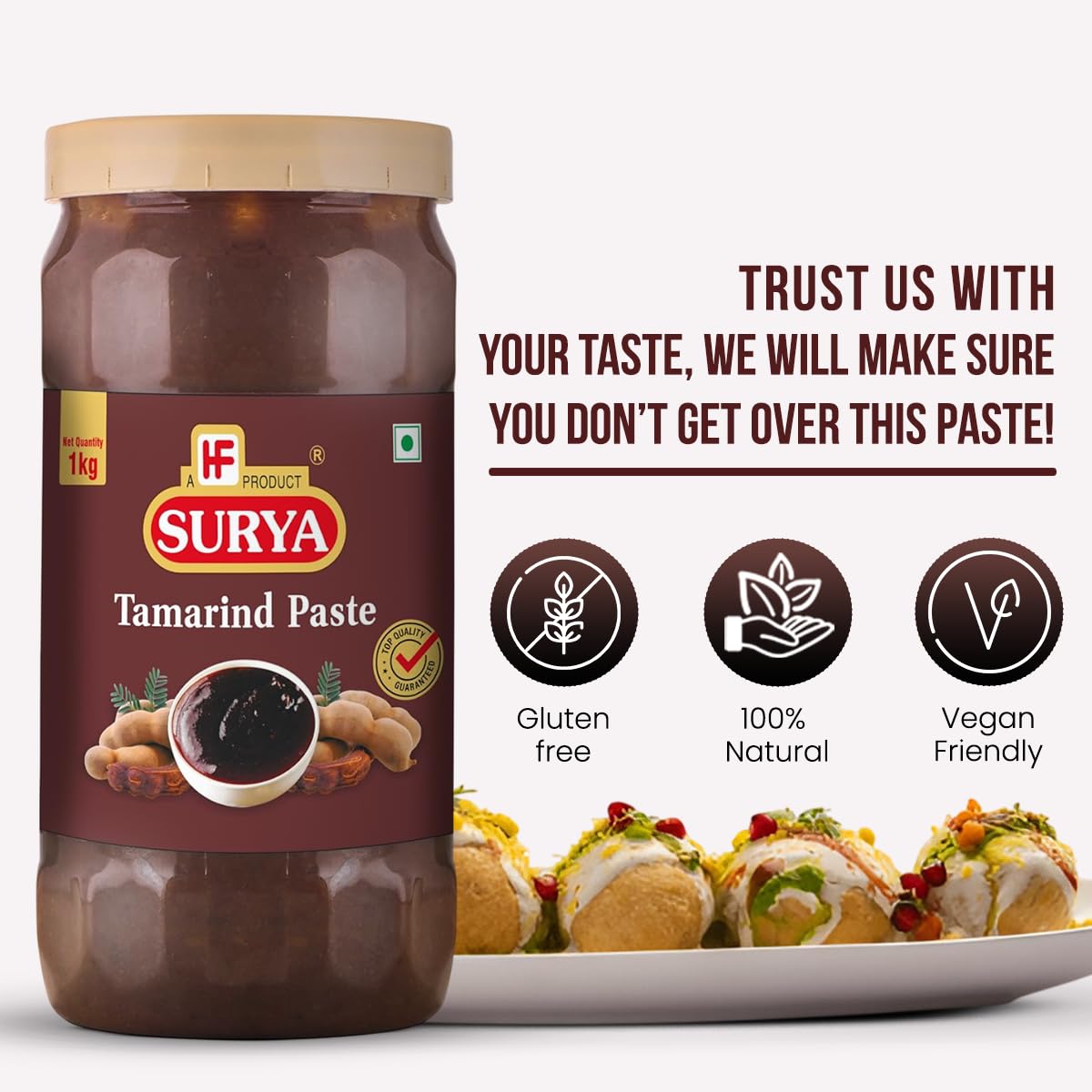 SURYA 1kg Tamarind Paste (Imli) - Natural, Ready to Use Cooking Paste for Indian & Asian Cuisine - No Added Flavors or Preservatives - Perfect for Curries, Chutneys, and Beverages