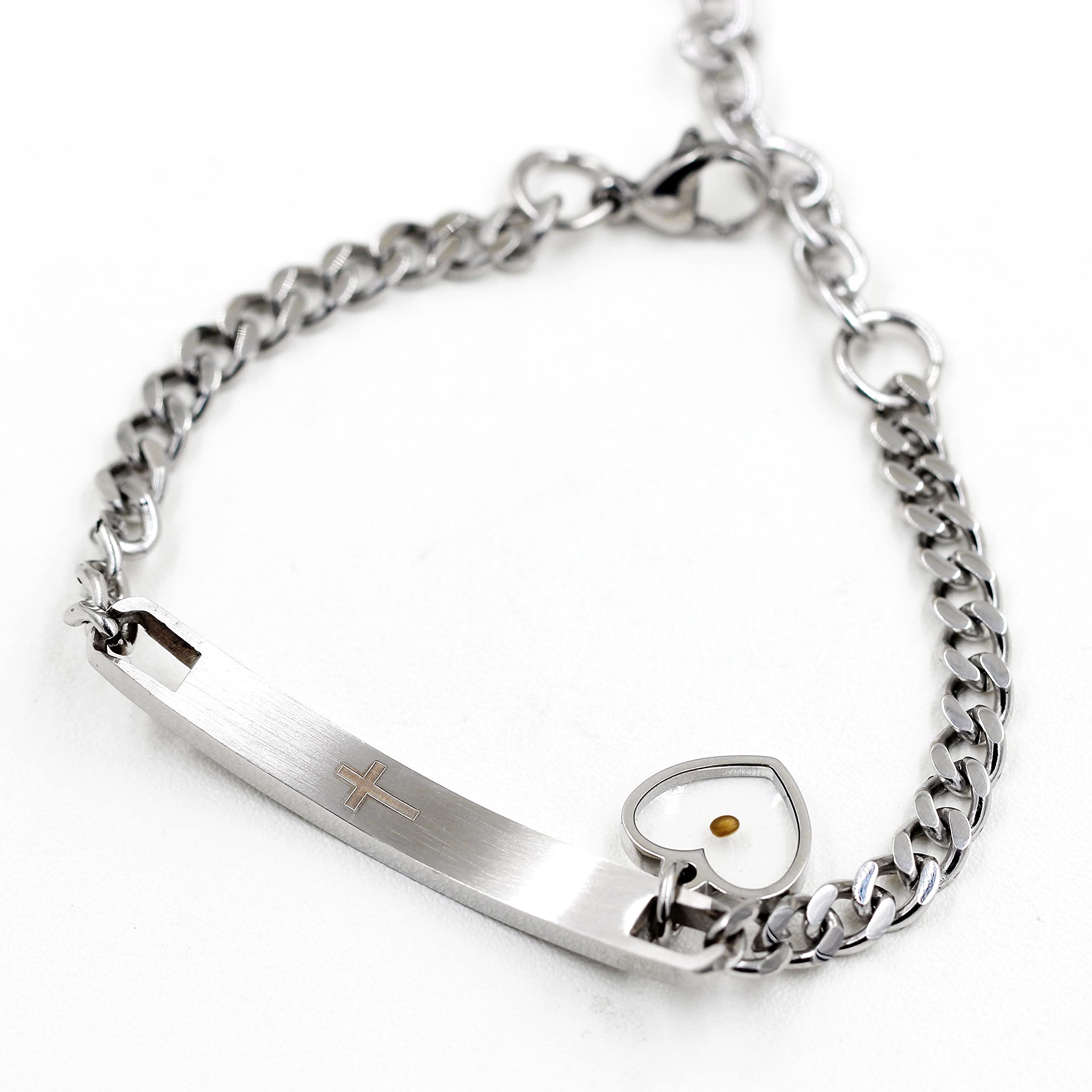 Uloveido Stainless Steel Chain Bangle Bracelet - Engraved 'Faith as Small as Mustard Seed Can Move Mountains' Y1133 - Elegant Religious Jewelry for Women, Perfect for Church, Weddings & Daily Wear
