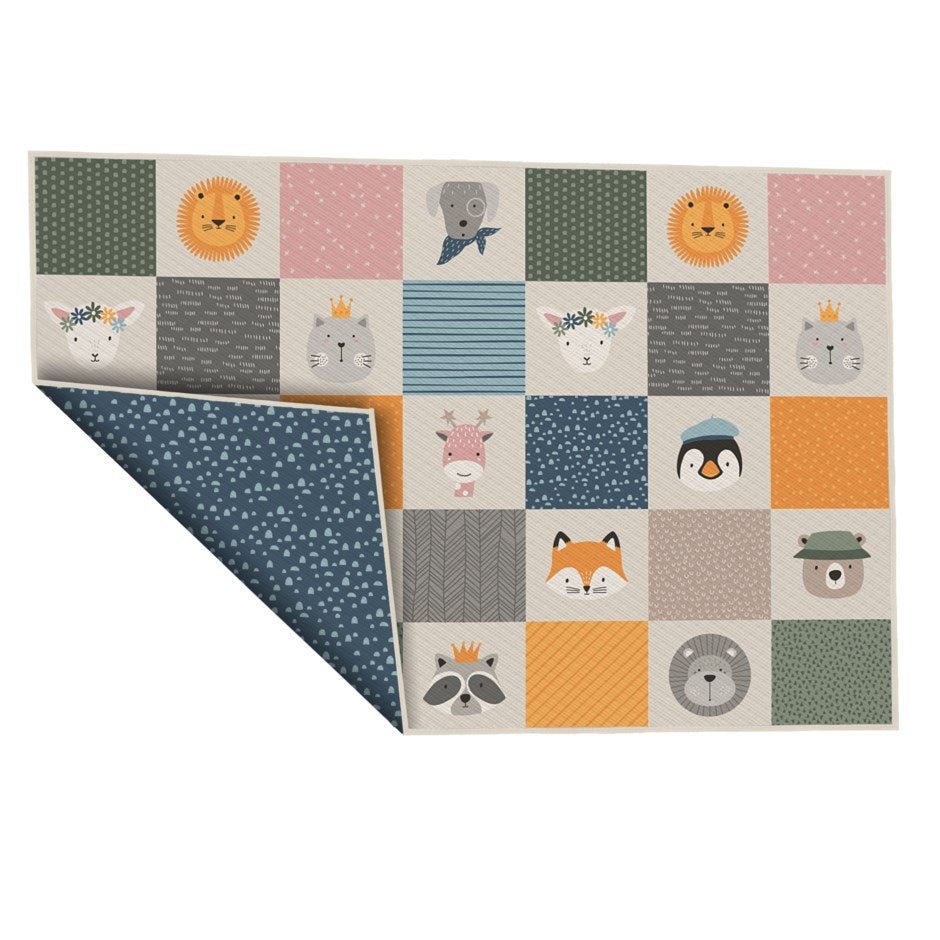 Yokina Critters Reversible Waterproof Baby Playmat - 5' x 6' Non-Toxic Floor Mat for Infants & Toddlers - Perfect for Nursery, Playroom, and Daycare Use