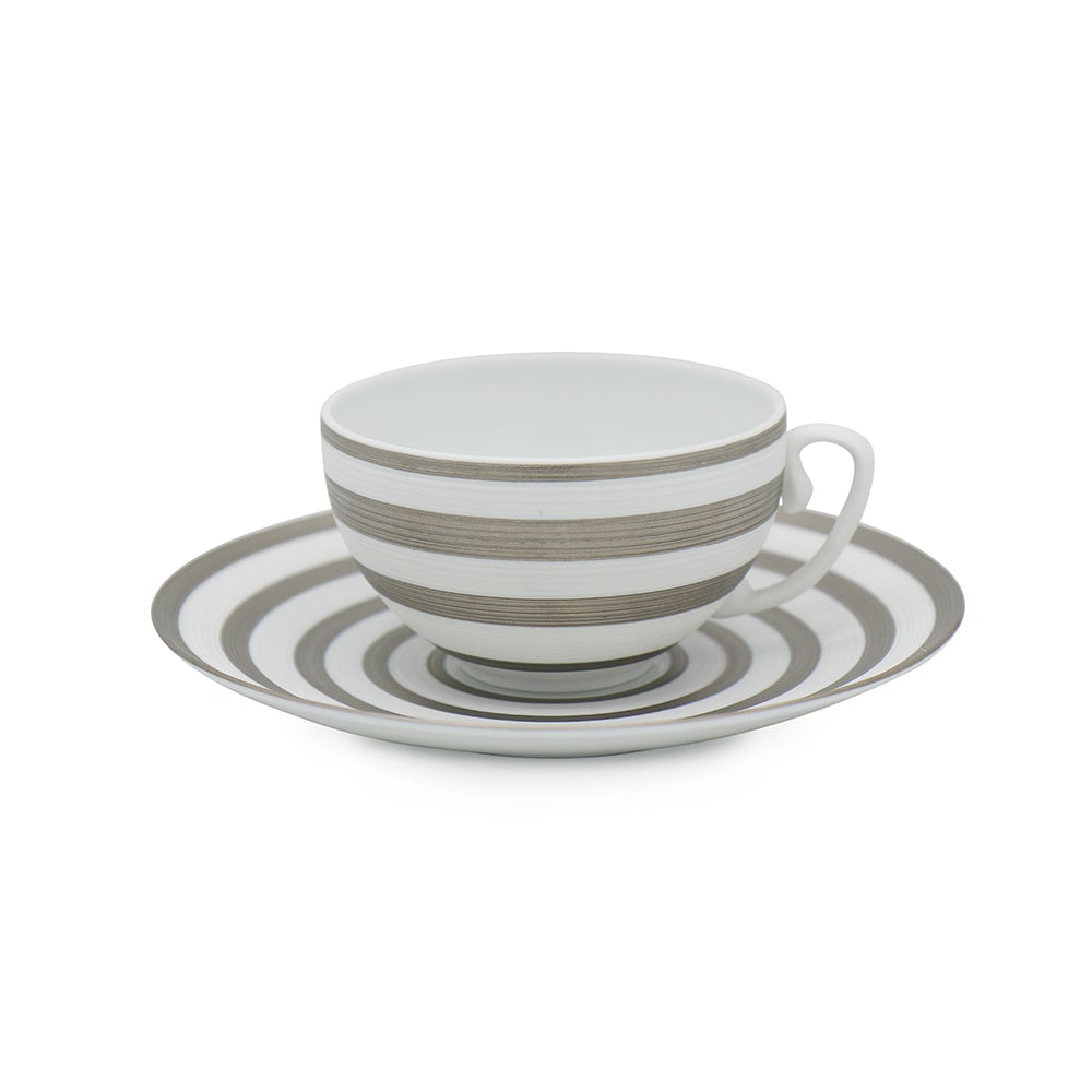 Premium Platinum Stripe Teacup Set - Elegant Porcelain Tea Cups for Afternoon Tea, Bridal Shower, and High Tea Parties - Perfect Gift for Tea Lovers