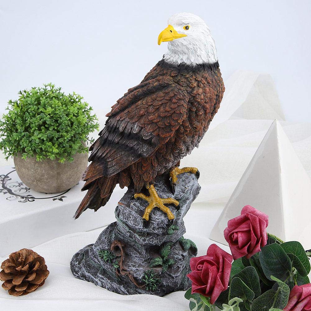 Resin Bald Eagle Garden Statue - Hand-Carved Outdoor Sculpture for Lawn, Patio & Living Room Decor | Durable Weatherproof Eagle Figurine for American Flag Displays, Patriotic Yard Art & Home Decoration