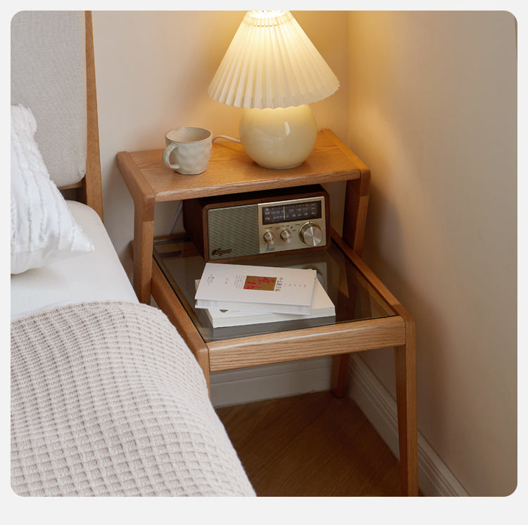 Solid Oak Wood Nightstand - Sturdy Bedside Table with Drawer for Bedroom, Living Room, or Office - Perfect for Storage and Decor