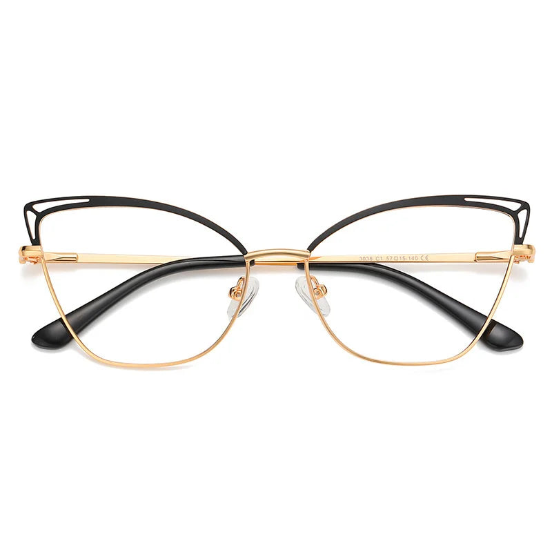 Brightzone Women's Full Rim Square Cat Eye Eyeglasses Frame 76038 - Lightweight Alloy Glasses for Work, Reading & Fashion