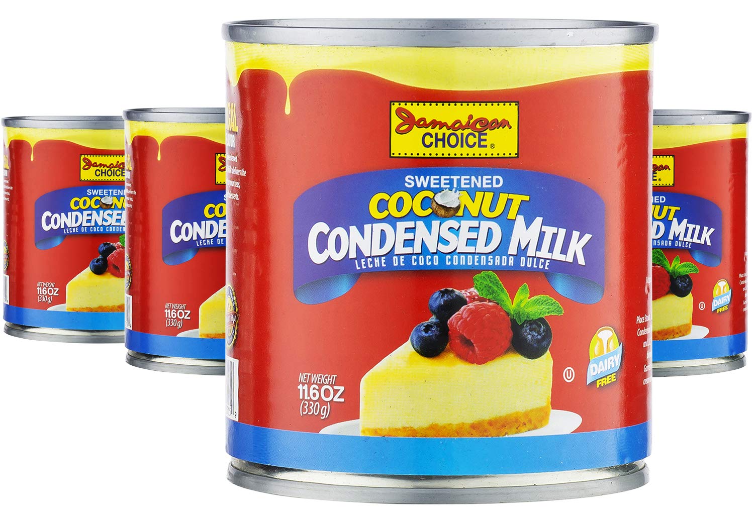 Sweetened Coconut Condensed Milk - Dairy Free, Soy Free, Vegan, Gluten Free, Kosher Certified - 11.6 Oz (Pack of 4) by Jamaican Choice - Perfect for Baking, Coffee Creamer, Desserts & Vegan Recipes