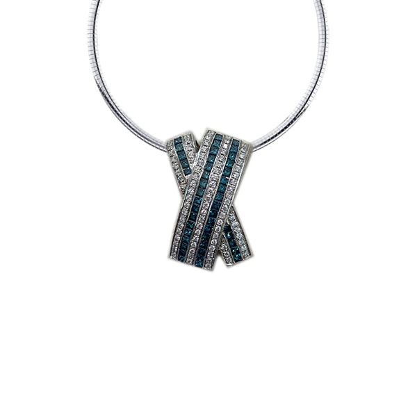 14K White Gold Blue Diamond Pendant Necklace for Women - Elegant Solitaire Jewelry Gift for Anniversary, Valentine's Day & Special Occasions - Perfect for Evening Parties, Weddings & Date Nights
