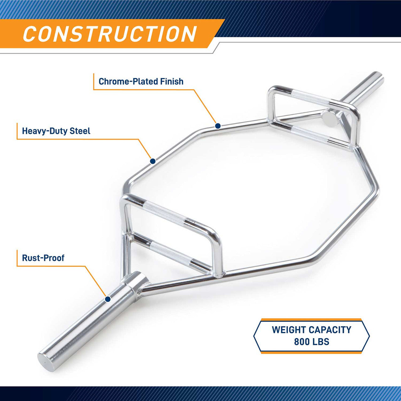 Marcy Olympic Hex Trap Bar HTB 6921 - Heavy Duty Weightlifting Bar for Deadlifts & Strength Training - Perfect for Home Gym & CrossFit Workouts