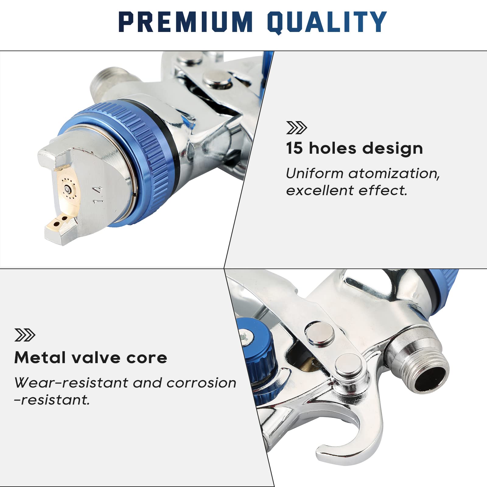 ATPEAM HVLP Gravity Feed Air Spray Gun Kit - 3 Nozzles (1.4mm/1.7mm/2mm) & 600cc Cup | Professional Paint Sprayer for Automotive, Furniture & DIY Projects | Perfect for Car Primer, Surface Painting & Topcoat Finishing