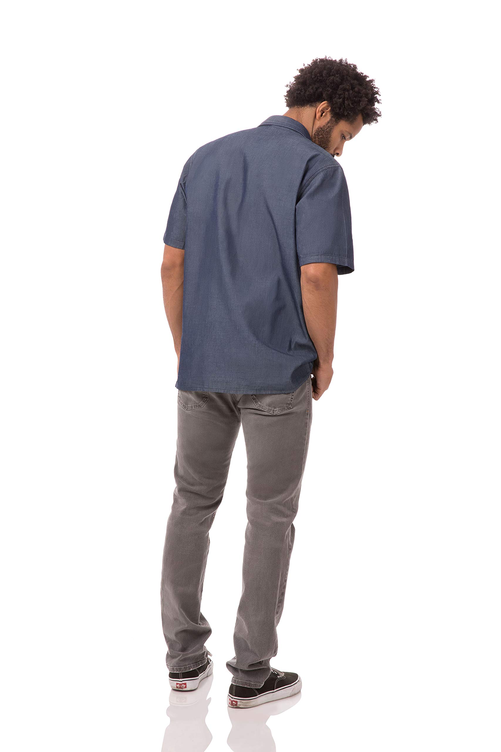 Chef Works Custom Embroidered Men's Detroit Short Sleeve Denim Shirt - Comfortable Workwear for Chefs, Bartenders & Restaurant Staff - Perfect for Cooking, Serving & Professional Kitchen Use