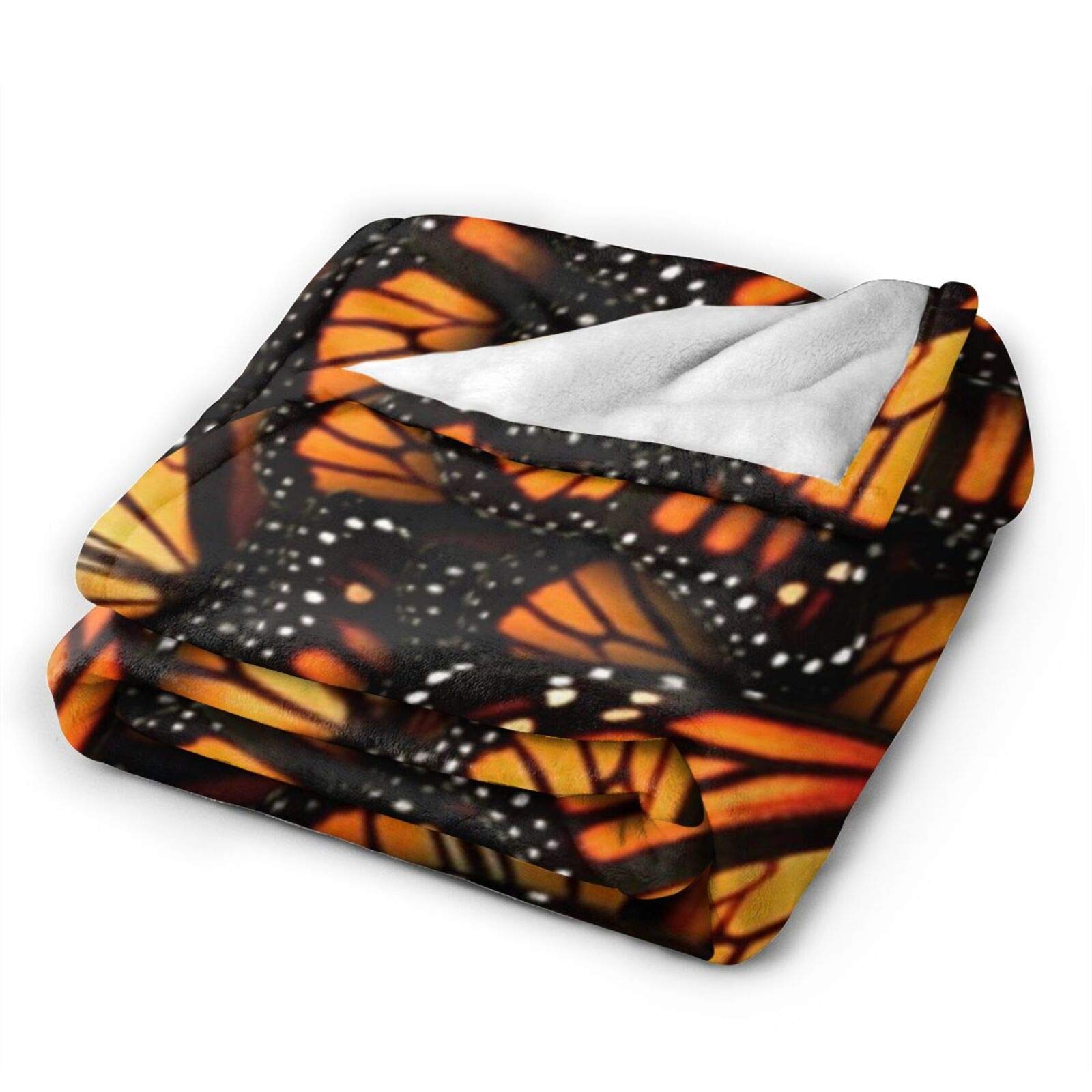 LIVE & LOVE Ultra Soft Microfleece Blanket - Orange Monarch Butterflies Print, Lightweight & Cozy Throw for Bed, Couch, Living Room - All Season Warm Fuzzy Microfiber Blanket | Perfect for Snuggling, Netflix Nights & Home Decor