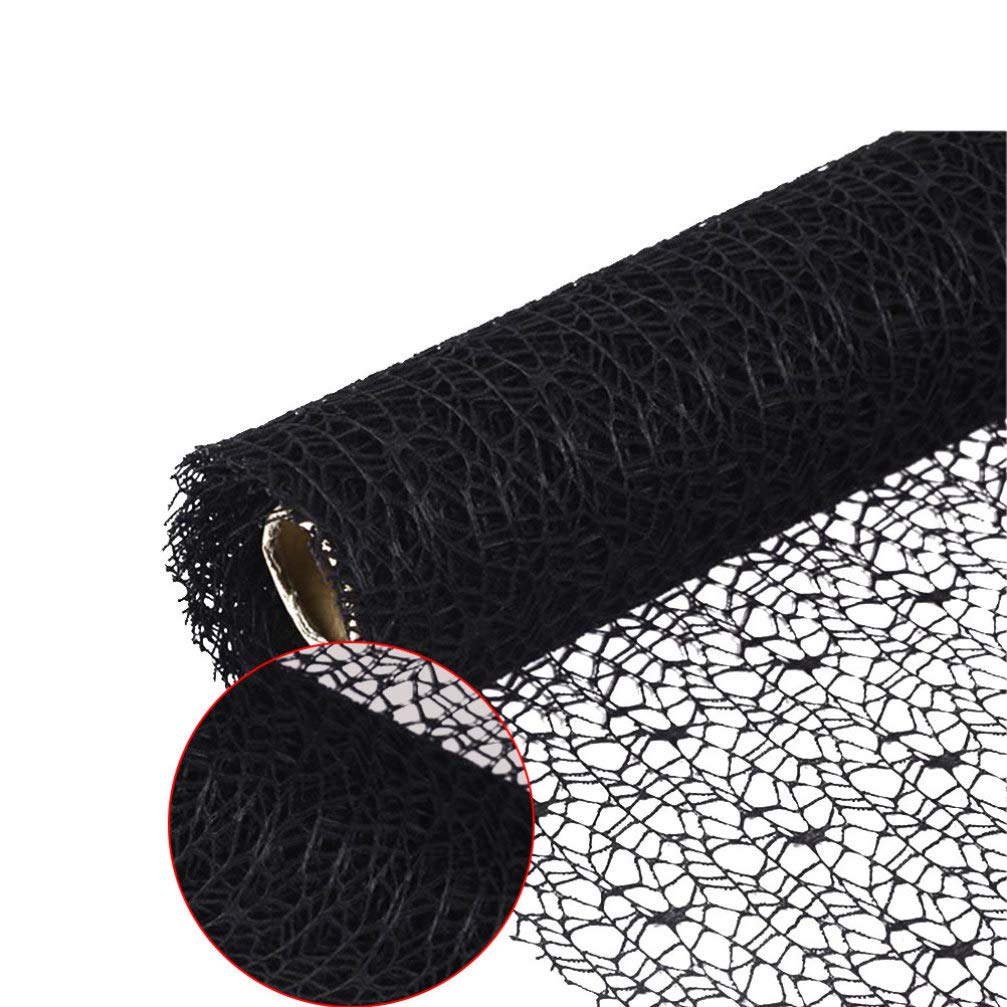 EXCEART Black Mesh Ribbon Roll - Spider Web Deco Ribbon Lace, Jute Mesh Trim for DIY Crafts, Gift Wrapping, Wedding Decor, Halloween Party Backdrop (Home Decoration, Scrapbooking, Table Runner)